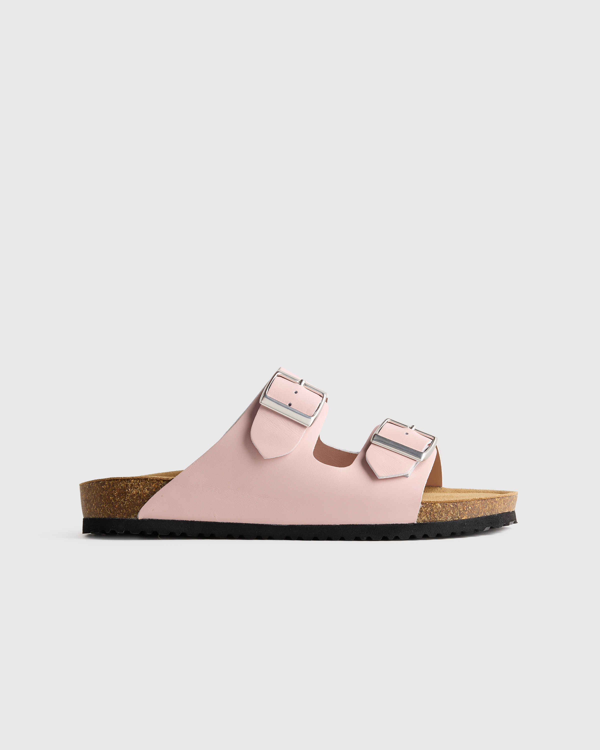Shell Pink Nappa Leather Double Buckle Slide