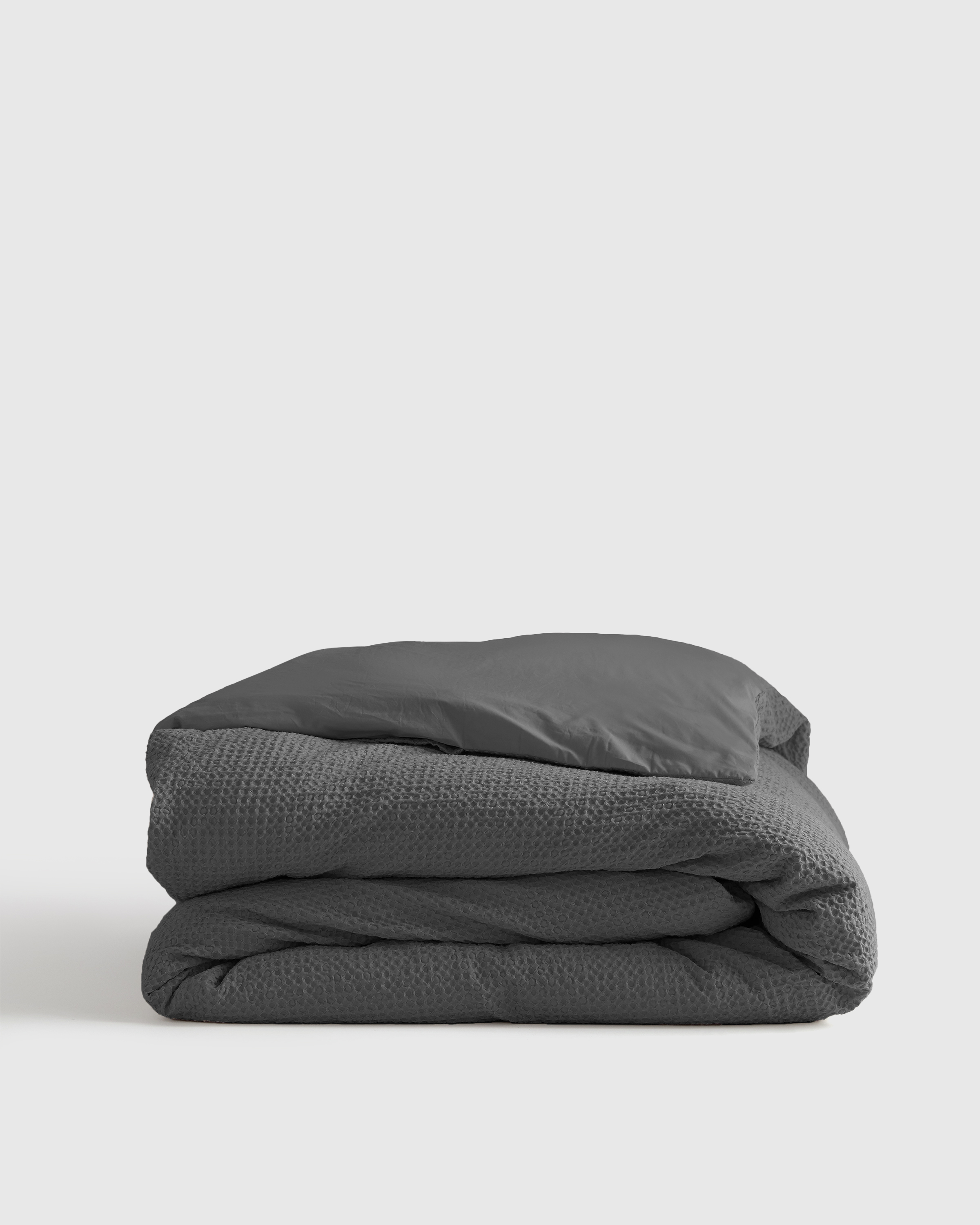 Organic Luxe Waffle Duvet Cover in Grey
