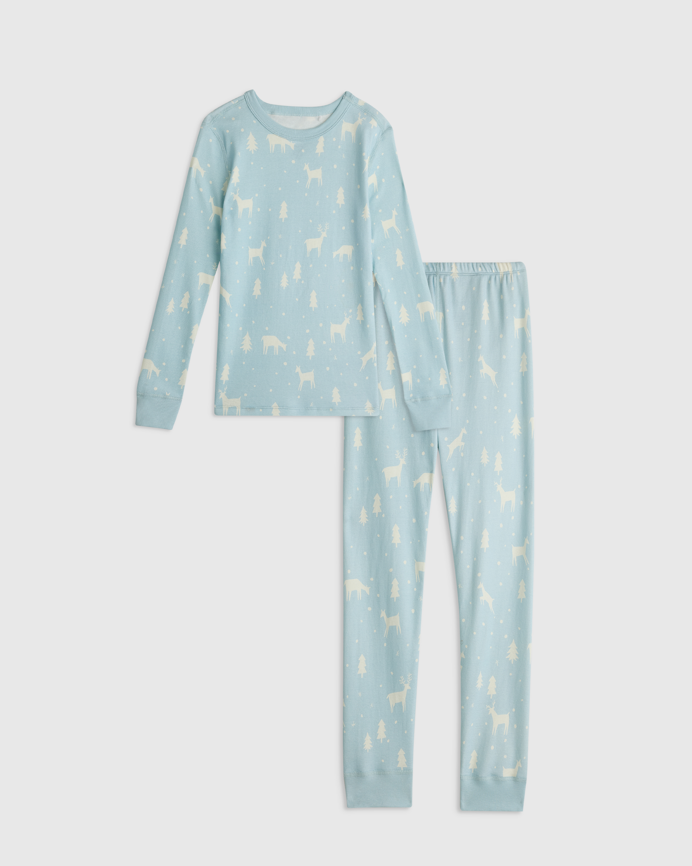 Winter Deer 100% Organic Cotton Long Sleeve and Pant Pajama Set