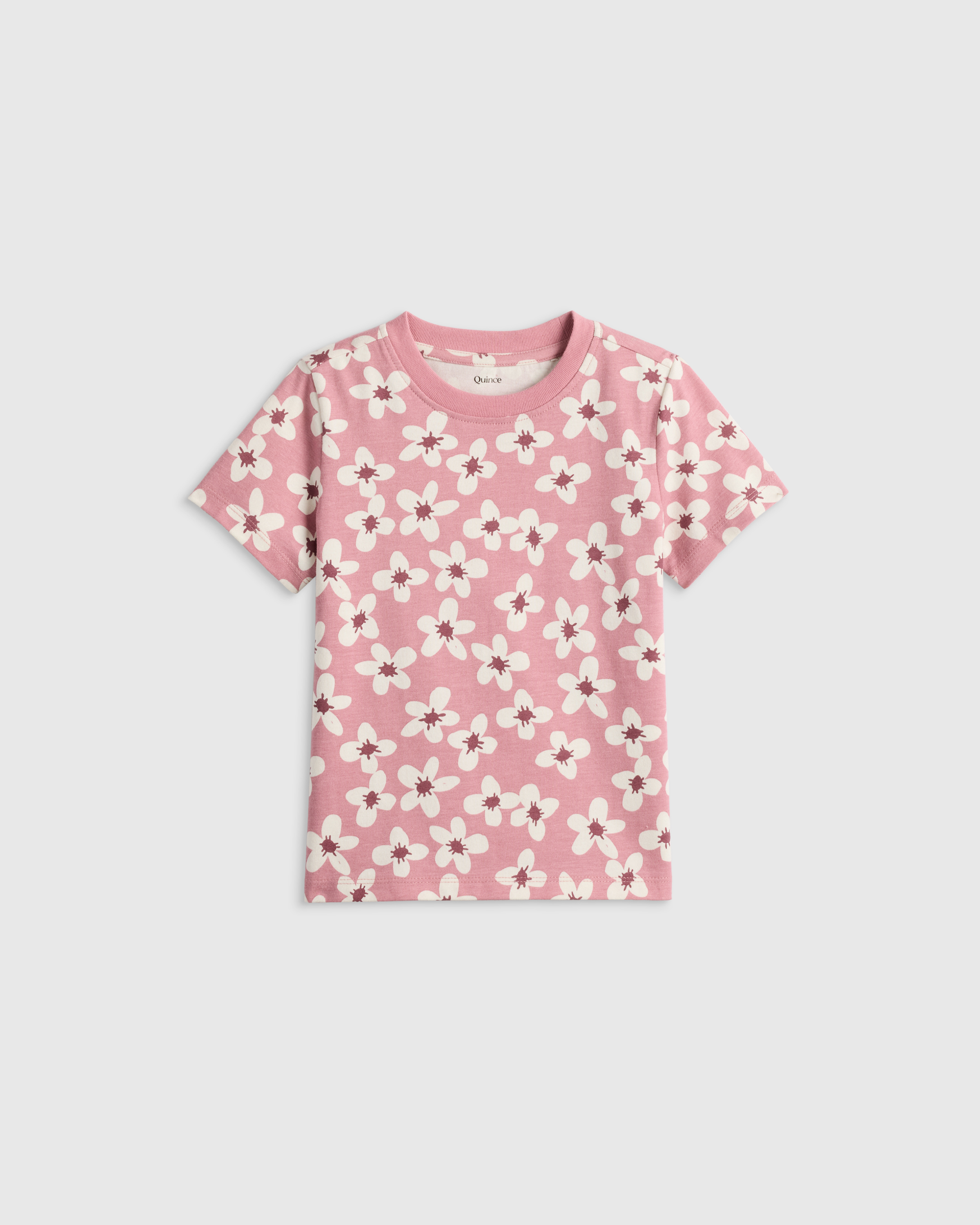 Mauve Daisies 100% Organic Cotton Jersey Short Sleeve Tee 