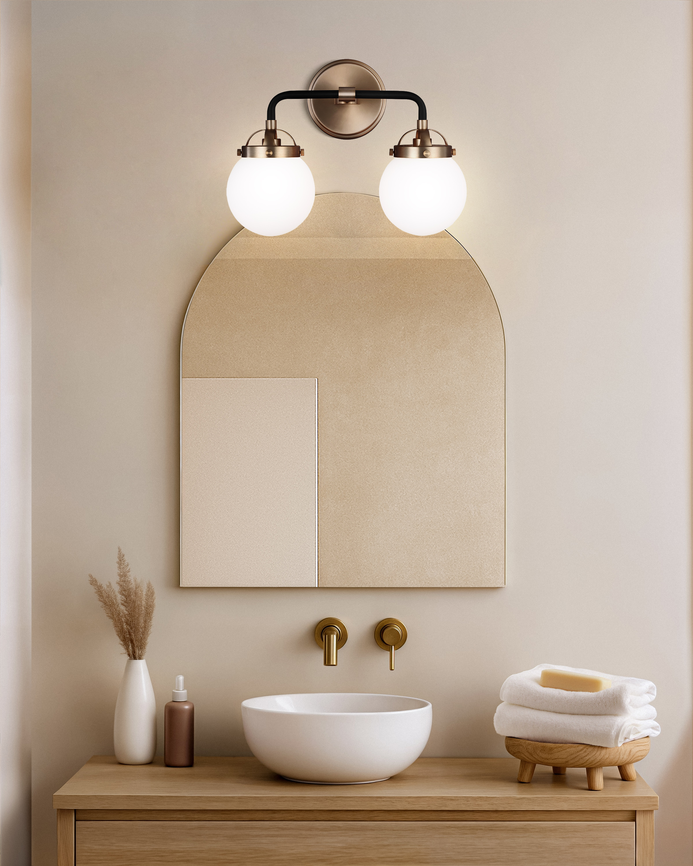 Double Globe Steel Sconce - thumbnail 2