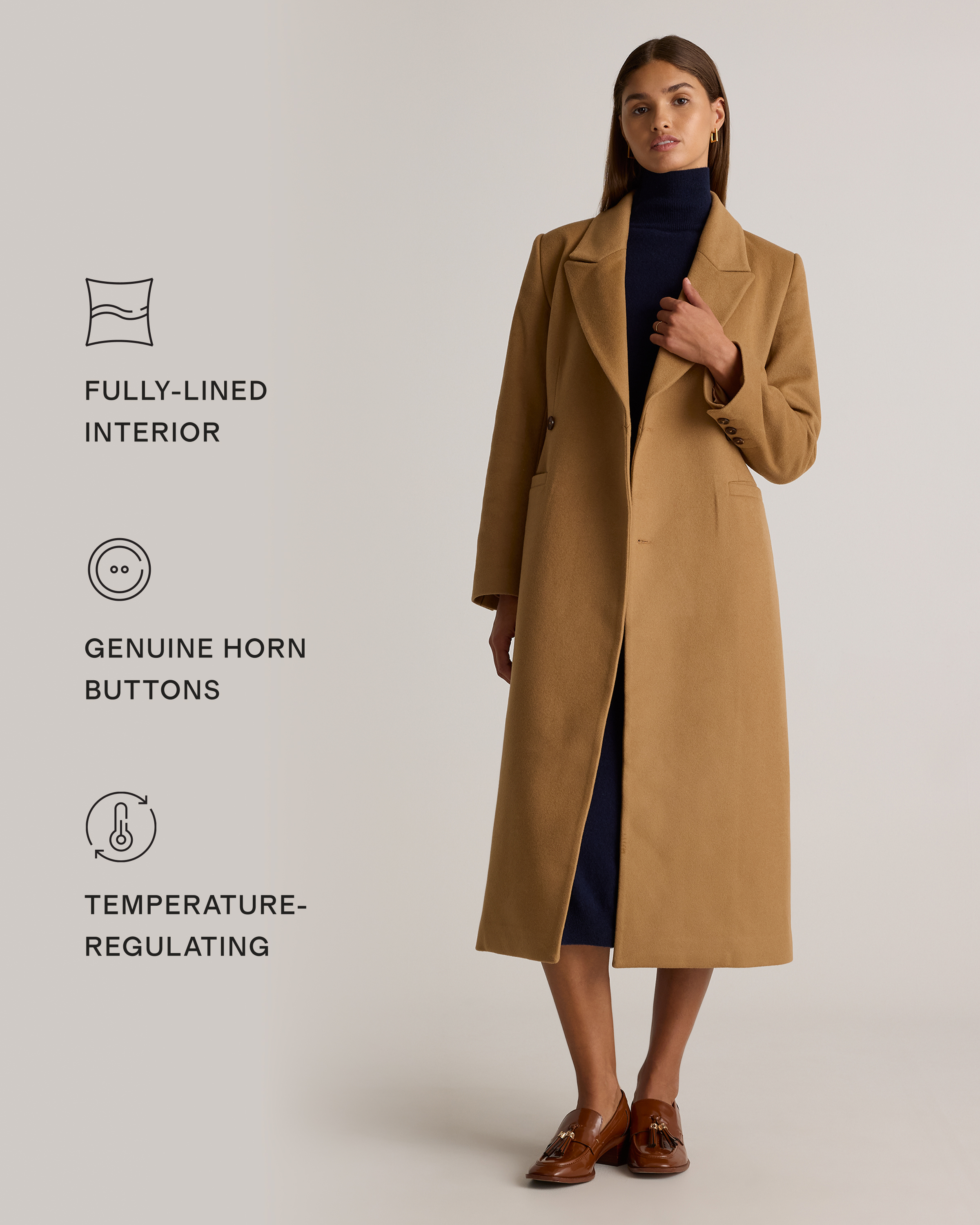 Italian Wool Tailored Long Coat
