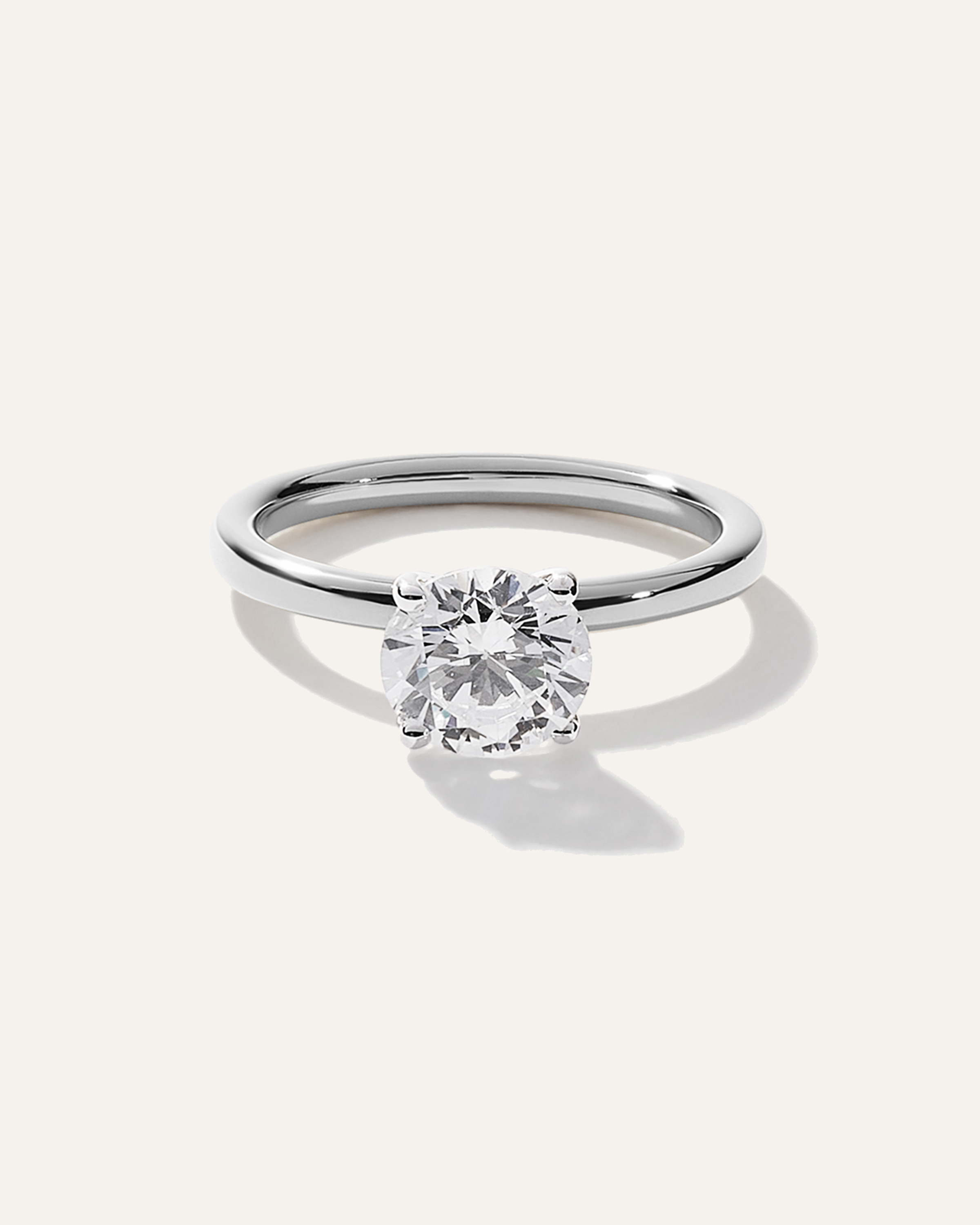 White Gold Lab Grown Diamond Round Comfort Fit Engagement Ring - 1.50ct