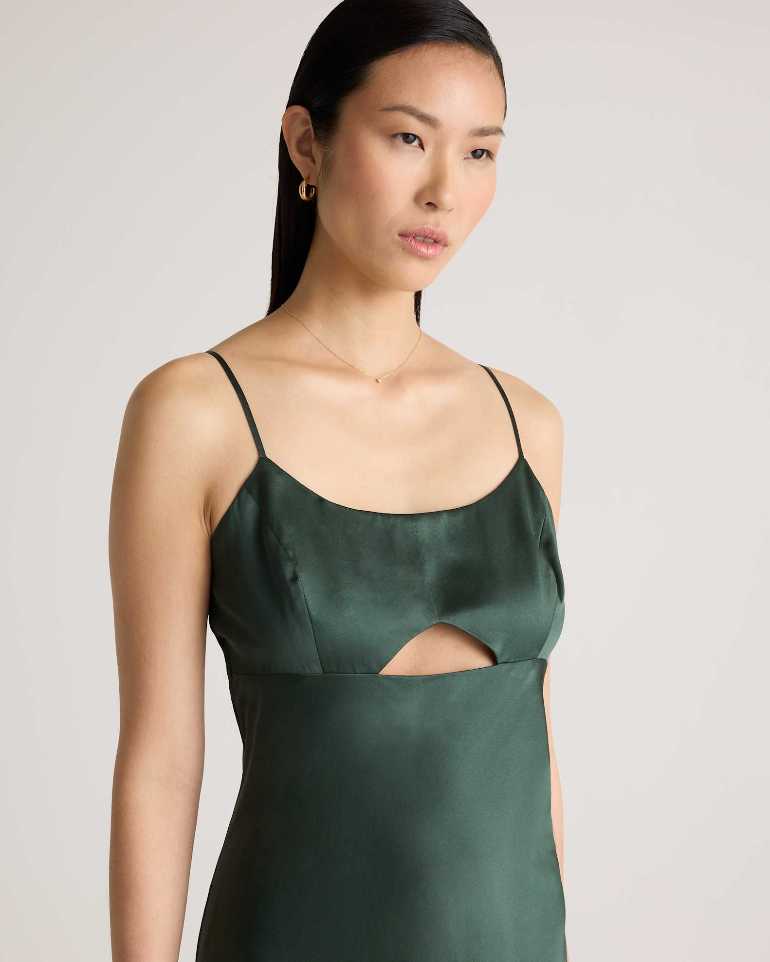 Quince Women's Cutout Midi Slip Dress, Large, Forest Green, 100% Washable Mulberry Silk, Skin-Nourishing & Thermoregulating Quince Women's Cutout Midi Slip Dress, Large, Forest Green, 100% Washable Mulberry Silk, Skin-Nourishing & Thermoregulating