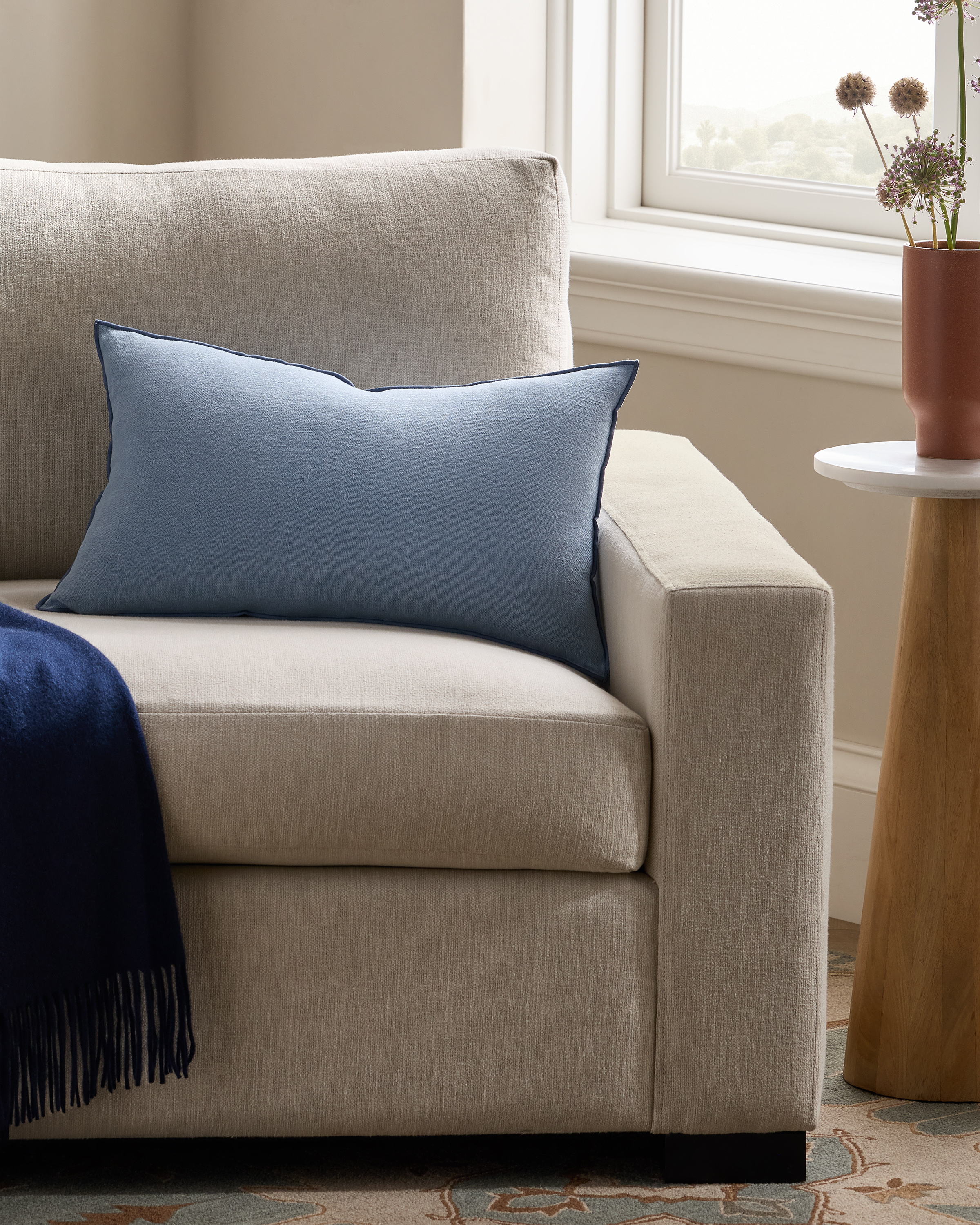Faded Denim/Denim Contrast European Linen Pillow Cover