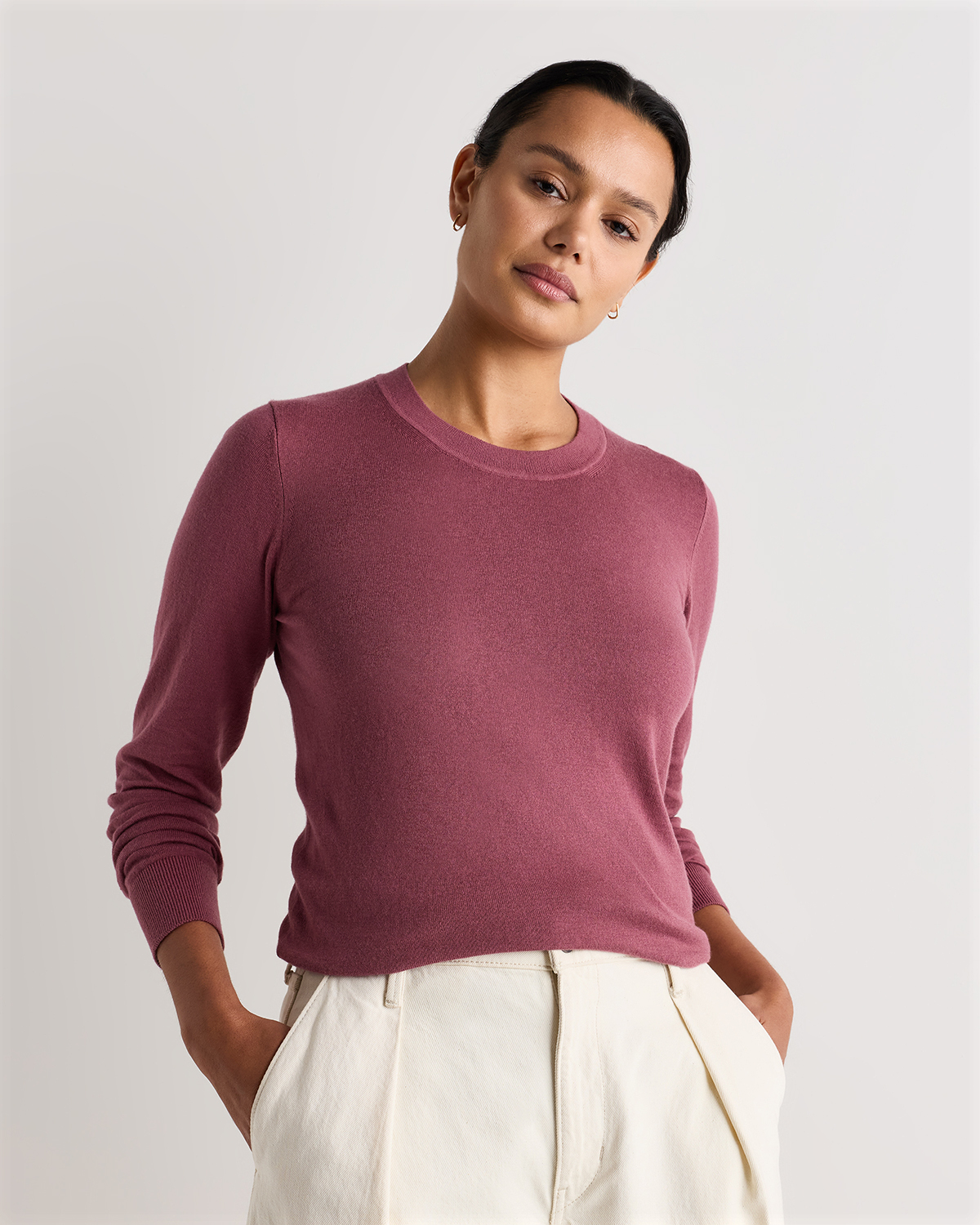 Quince Women's Lightweight Cotton Cashmere Crew Sweater