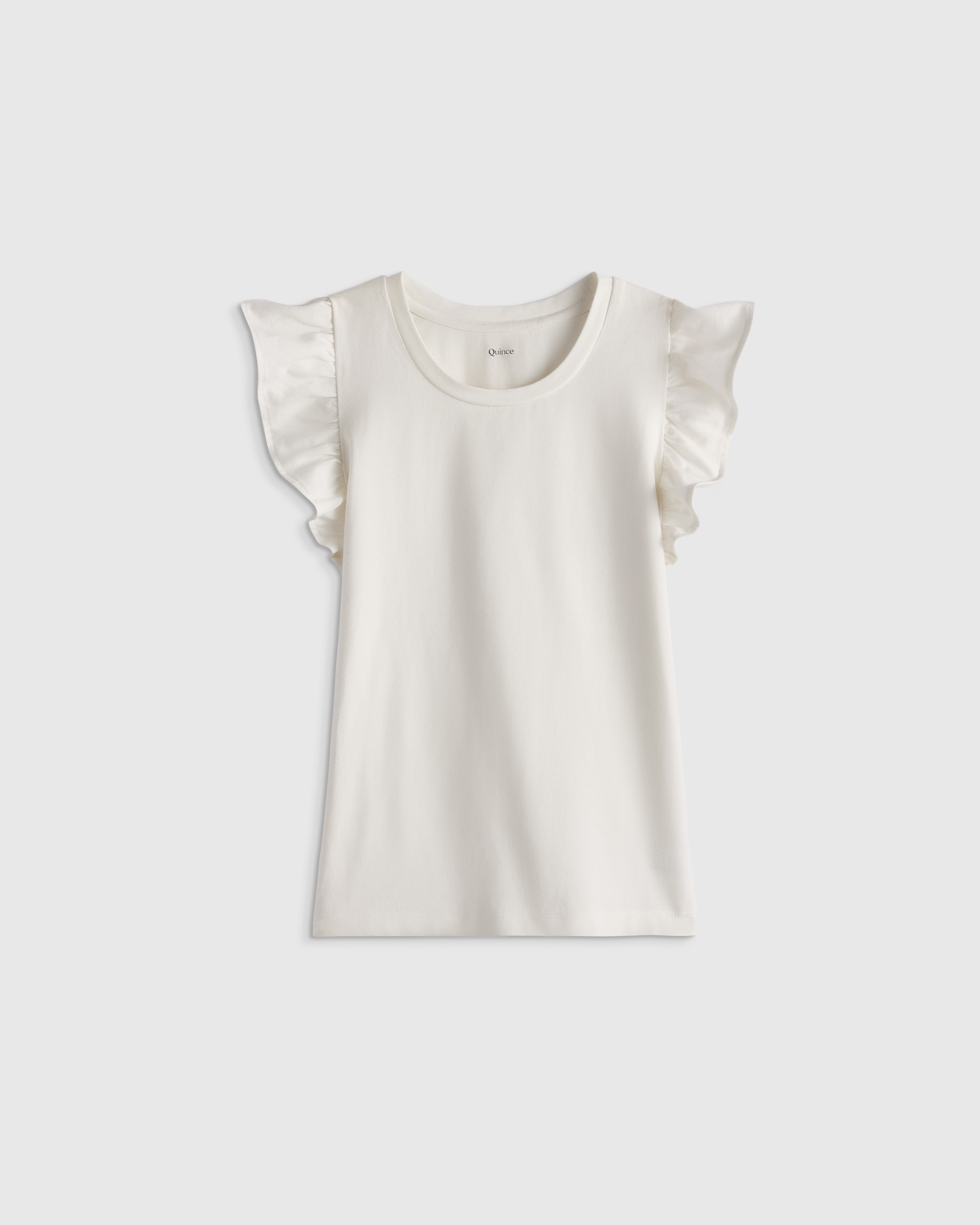 White Ruffle Sleeve Organic Cotton Top