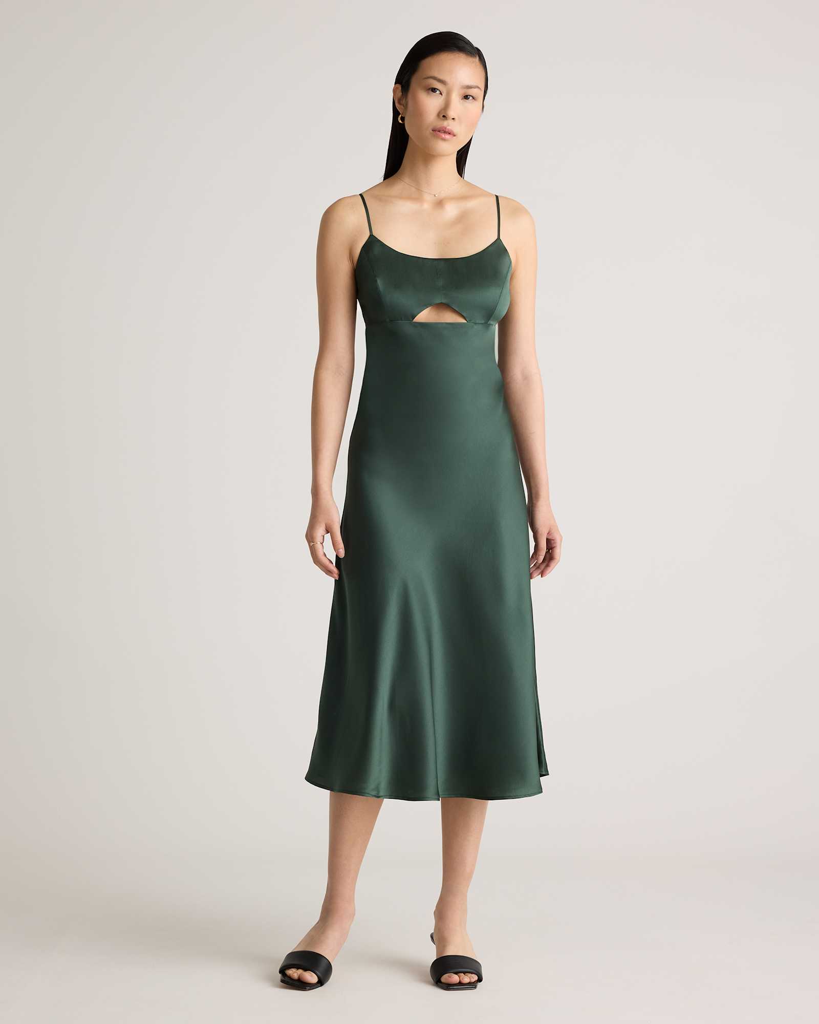 Quince Women's Cutout Midi Slip Dress, Large, Forest Green, 100% Washable Mulberry Silk, Skin-Nourishing & Thermoregulating Quince Women's Cutout Midi Slip Dress, Large, Forest Green, 100% Washable Mulberry Silk, Skin-Nourishing & Thermoregulating