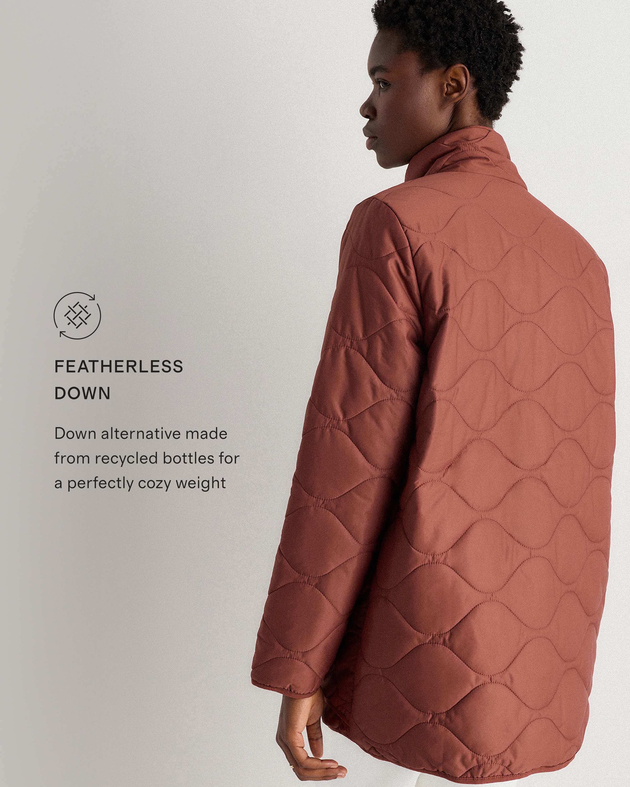 Featherless Quilted Long Puffer Jacket in Redwood Brown