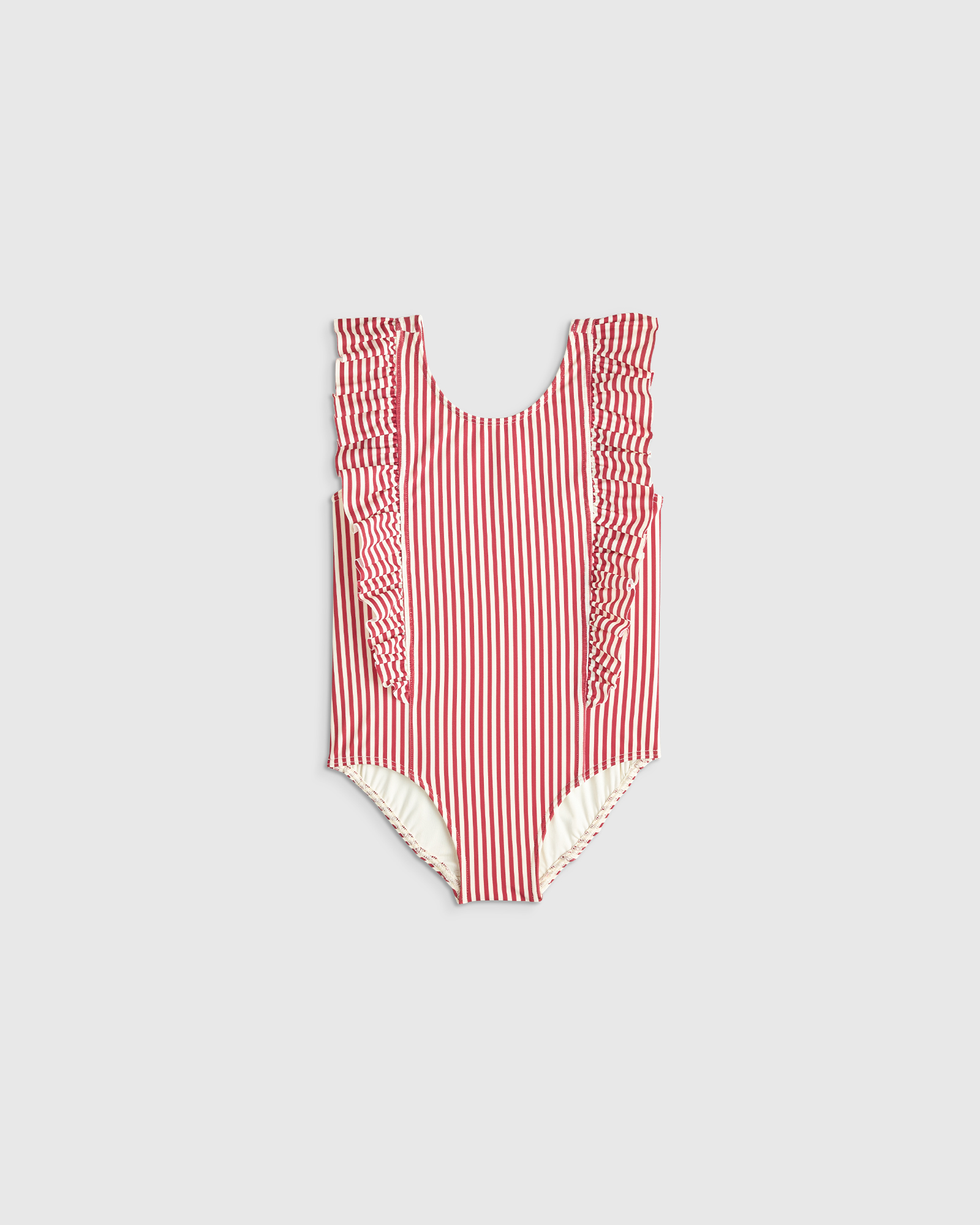 Rust Stripe Ruffle One Piece Swimsuit