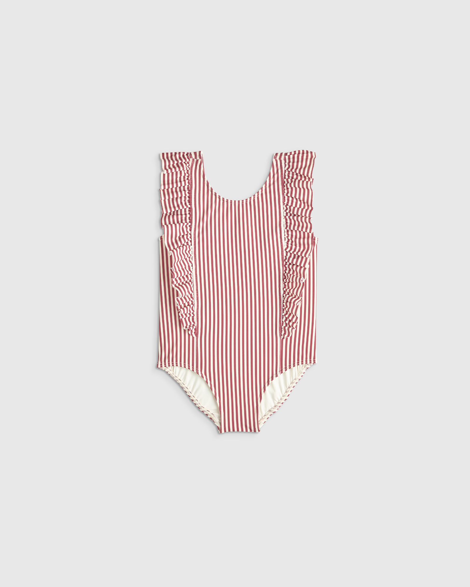 Rust Stripe Ruffle One Piece Swimsuit