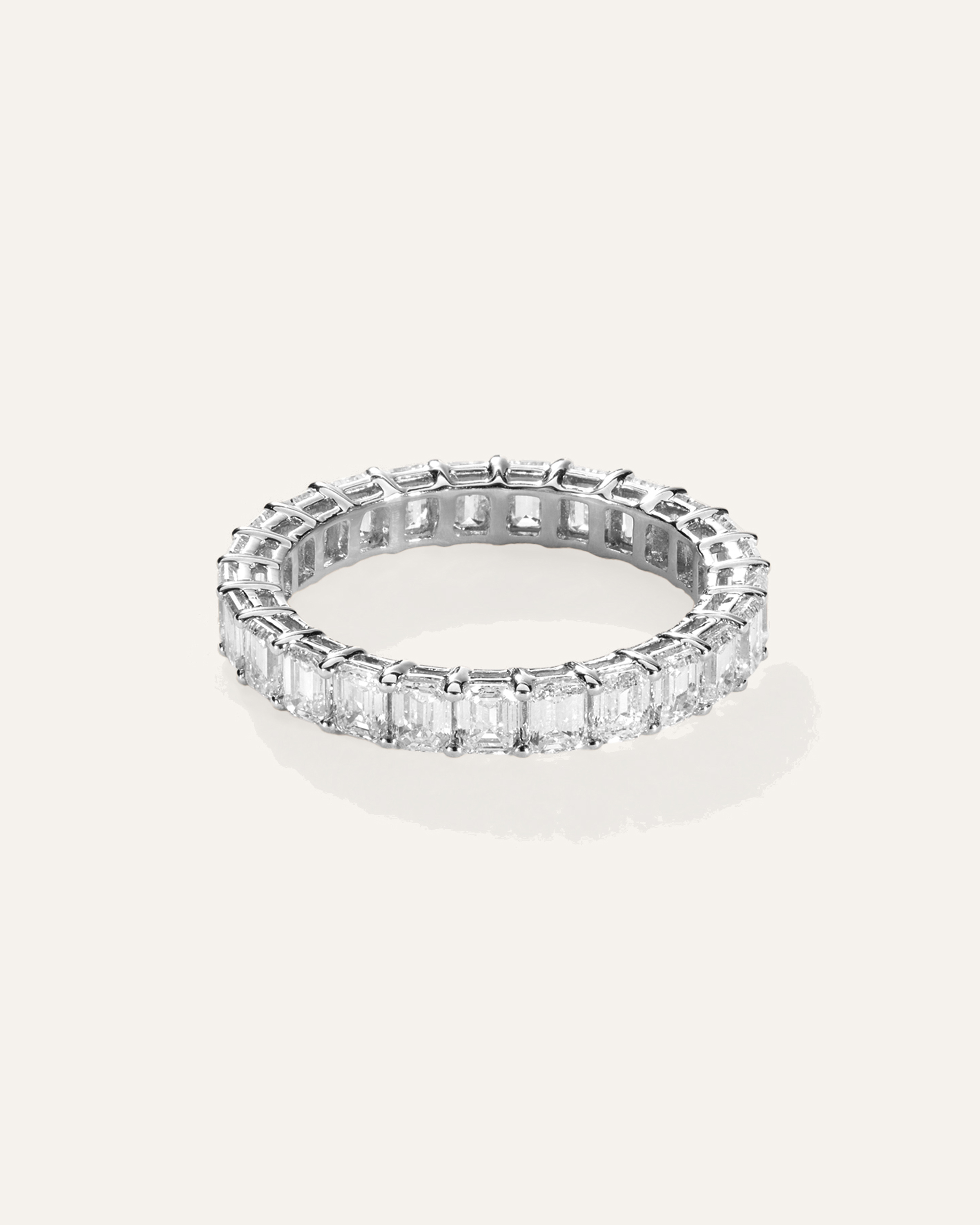 White Gold Lab Grown Diamond Emerald Eternity Band