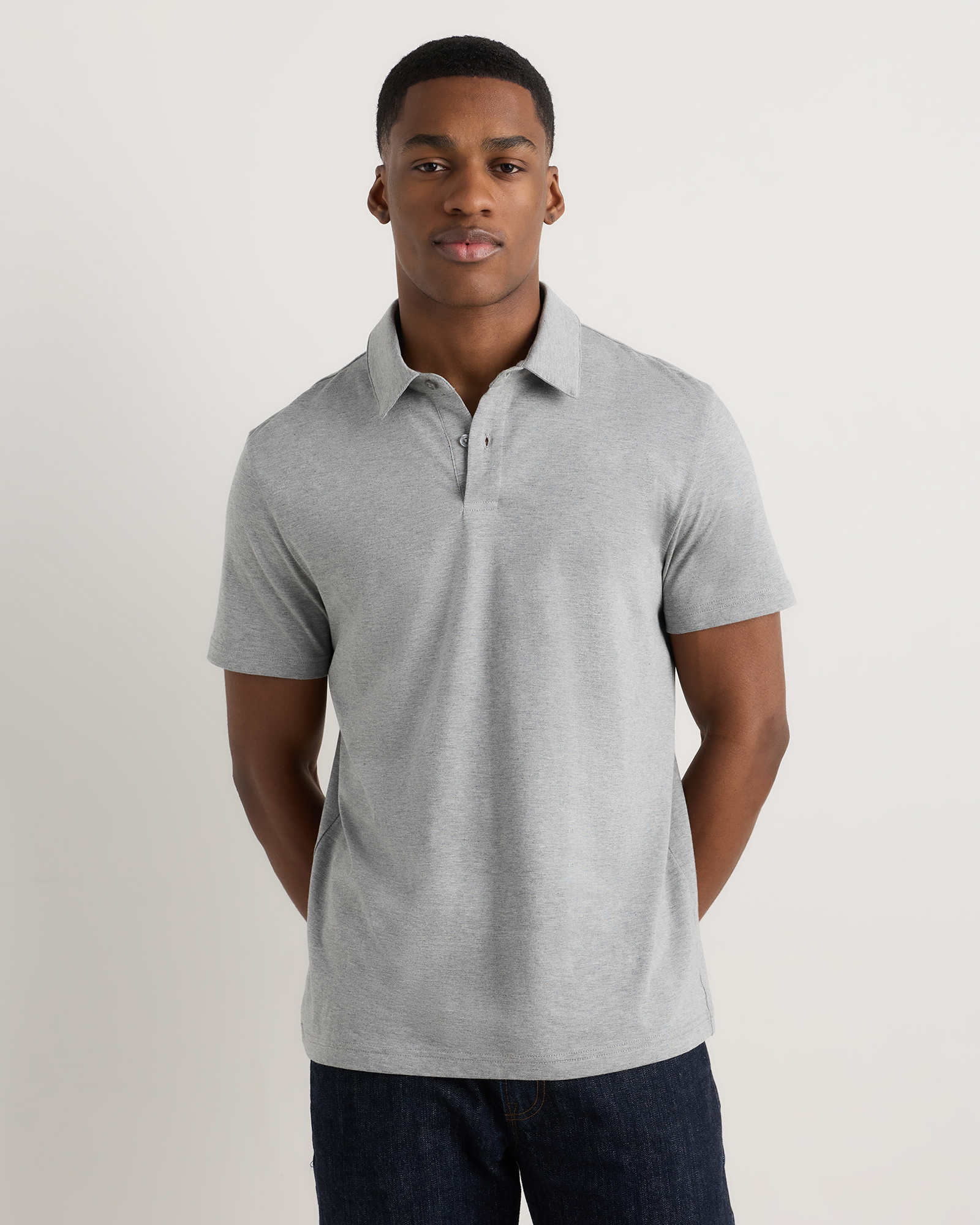 Heather Grey Japanese Lotus Polo