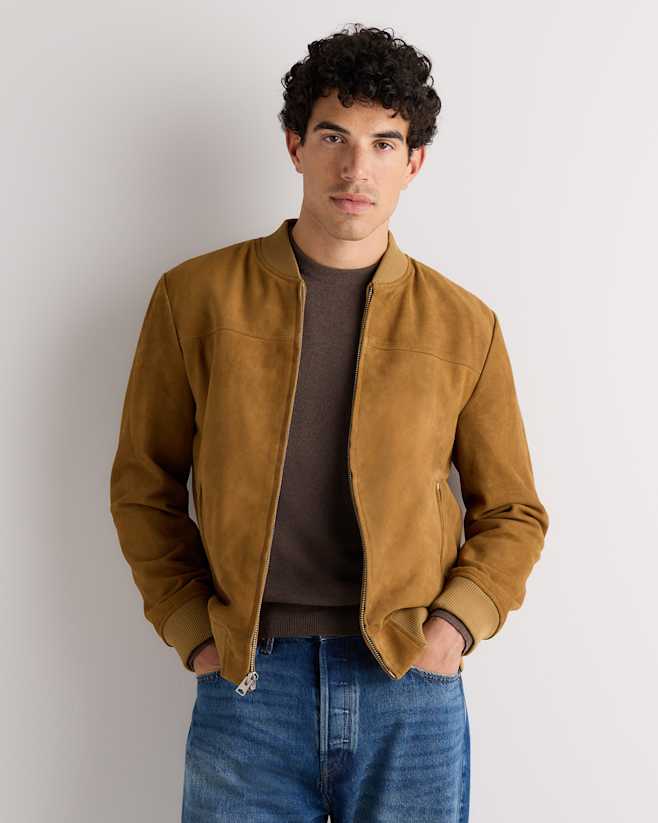 Sahara Tan 100% Suede Bomber Jacket