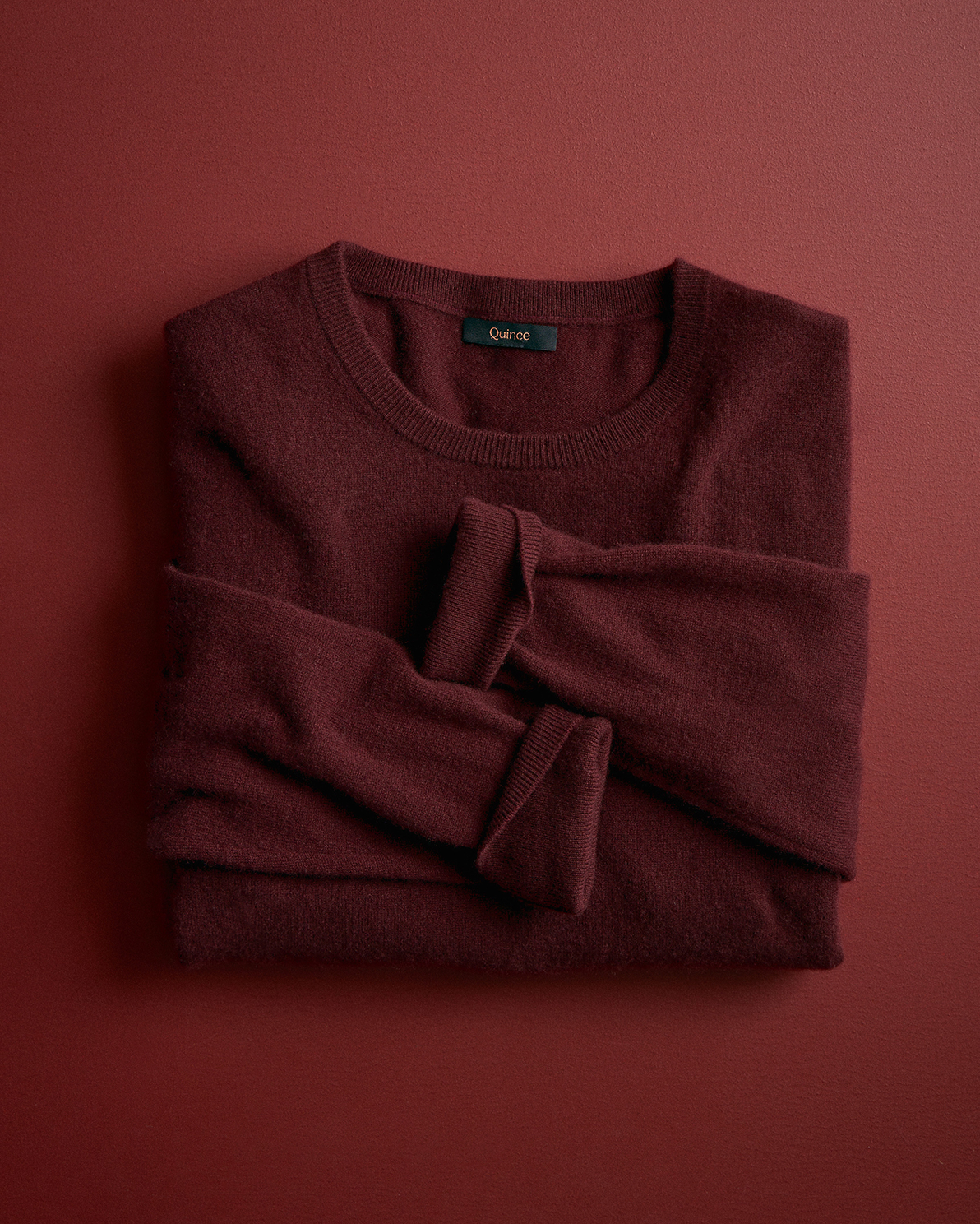 Rich Burgundy Mongolian Cashmere Crewneck Sweater