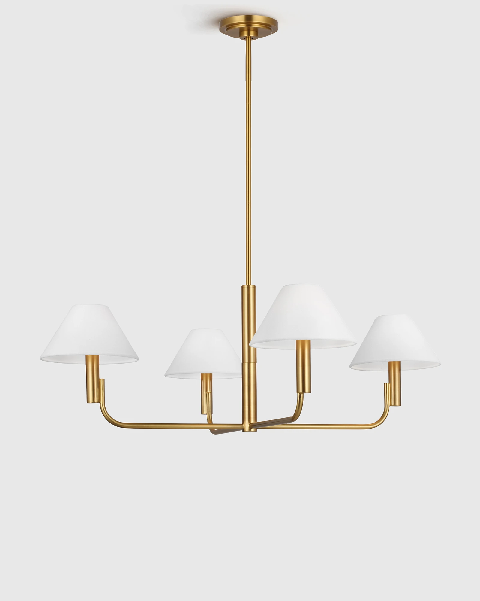Contemporary Chandelier with Linen Shades