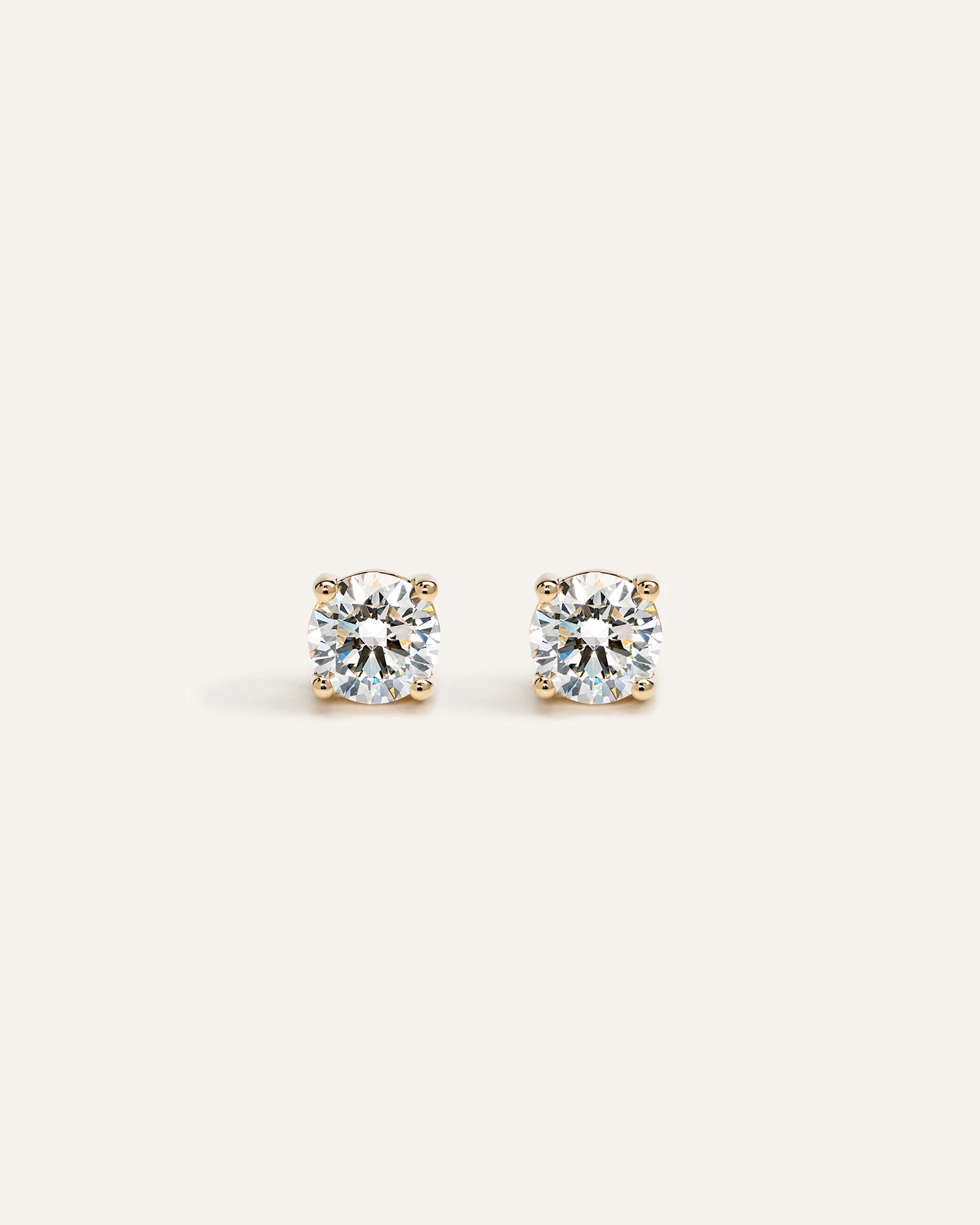 14K Gold Lab Grown Diamond Four-Prong Solitaire Studs - 1.5ctw
