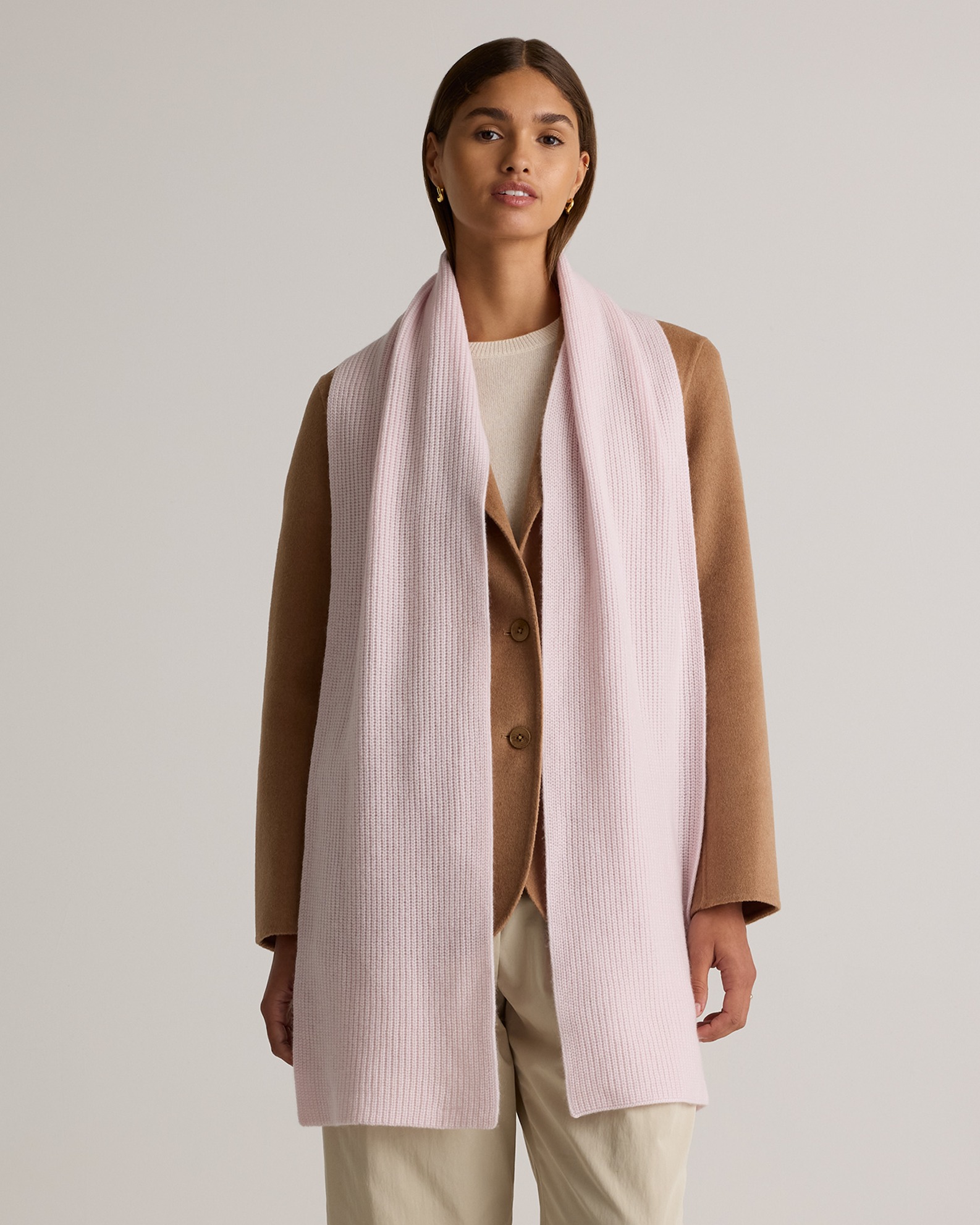 Minimal Pink Mongolian Cashmere Ribbed Scarf