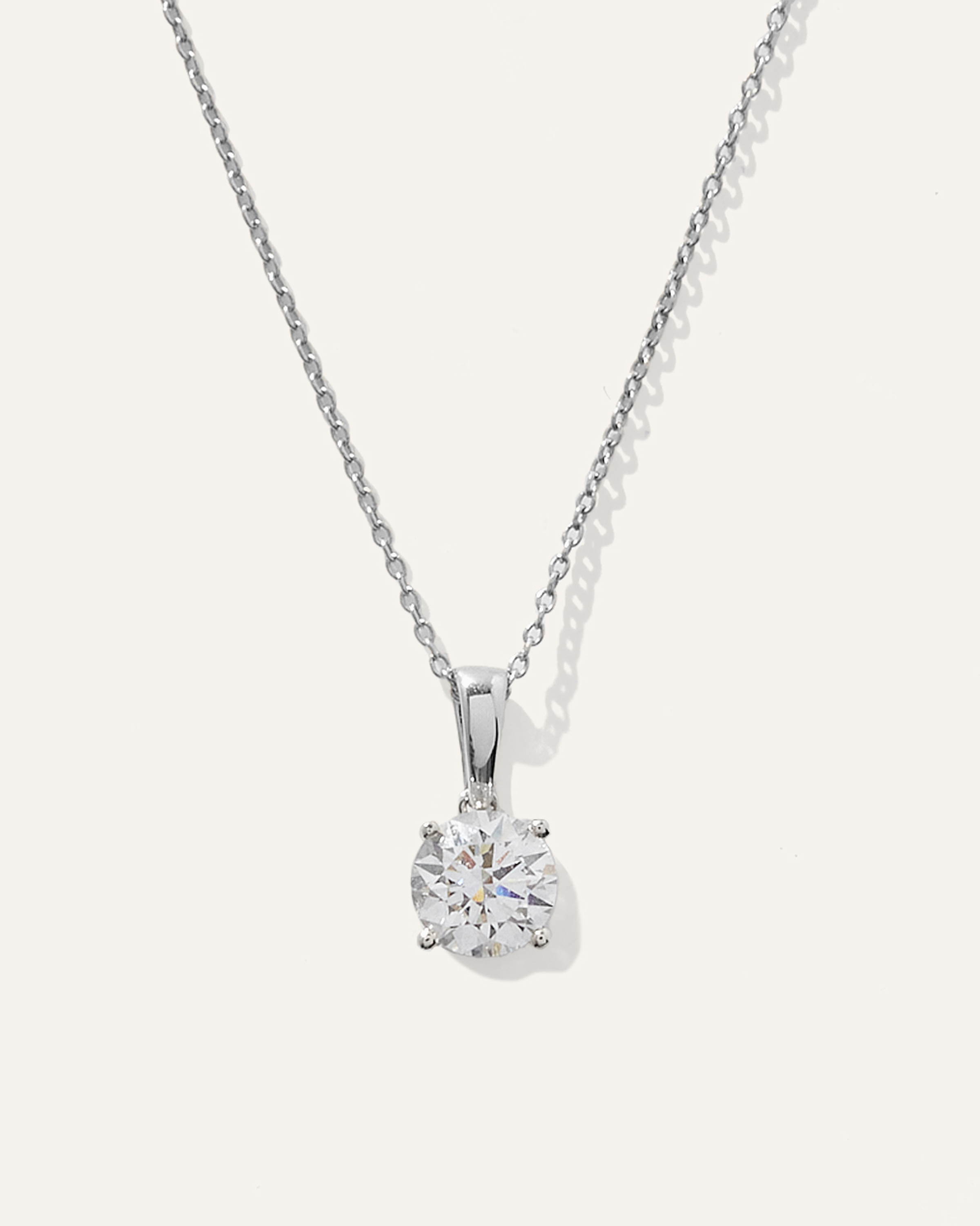 White Gold 14K Gold Lab Grown Diamond Solitaire Necklace
