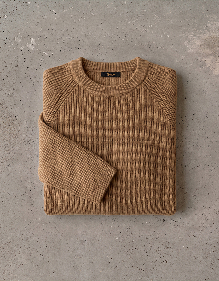 Teak Mongolian Cashmere Fisherman Crewneck Sweater