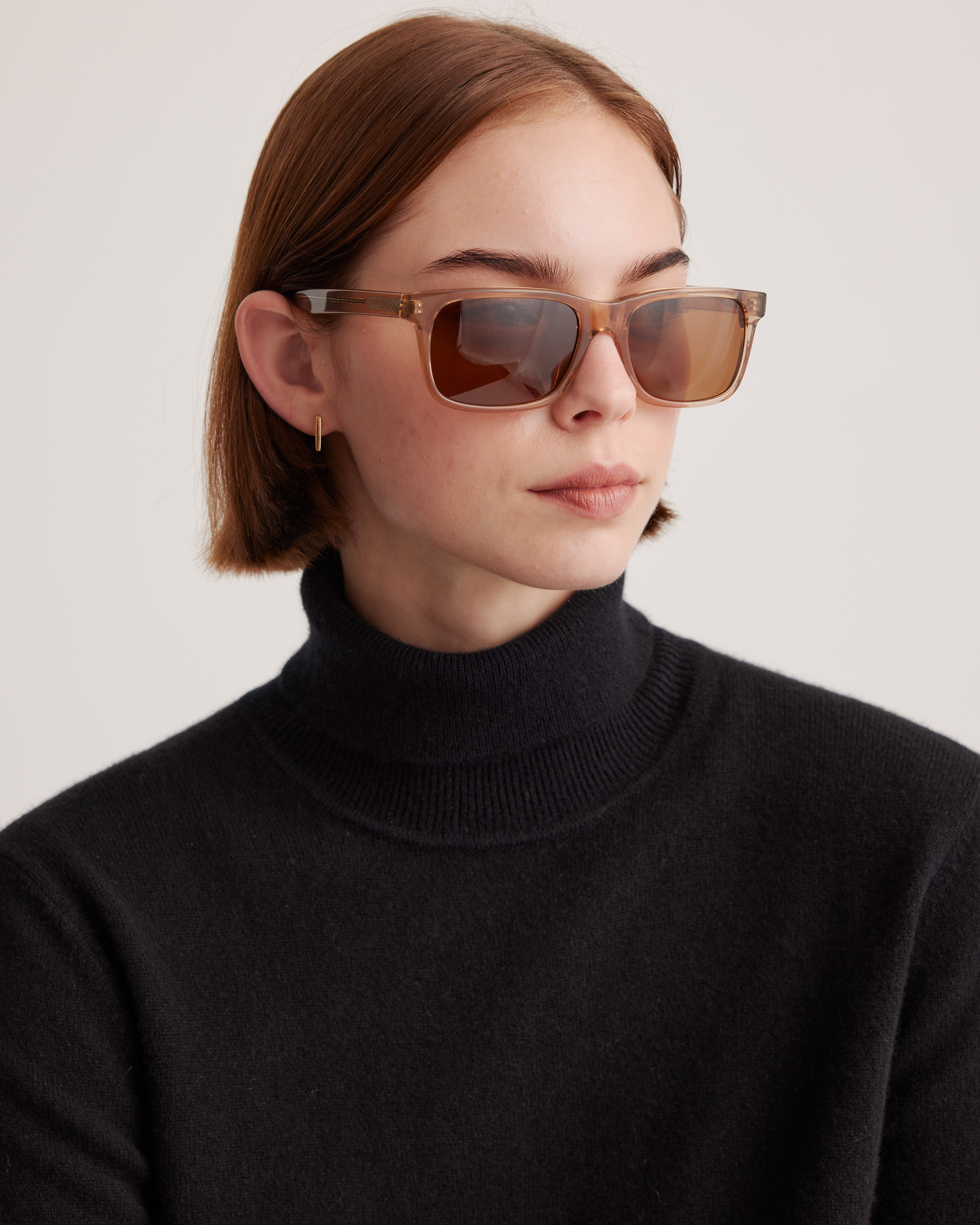 River Polarized Acetate Sunglasses in Clear Taupe with Brown 