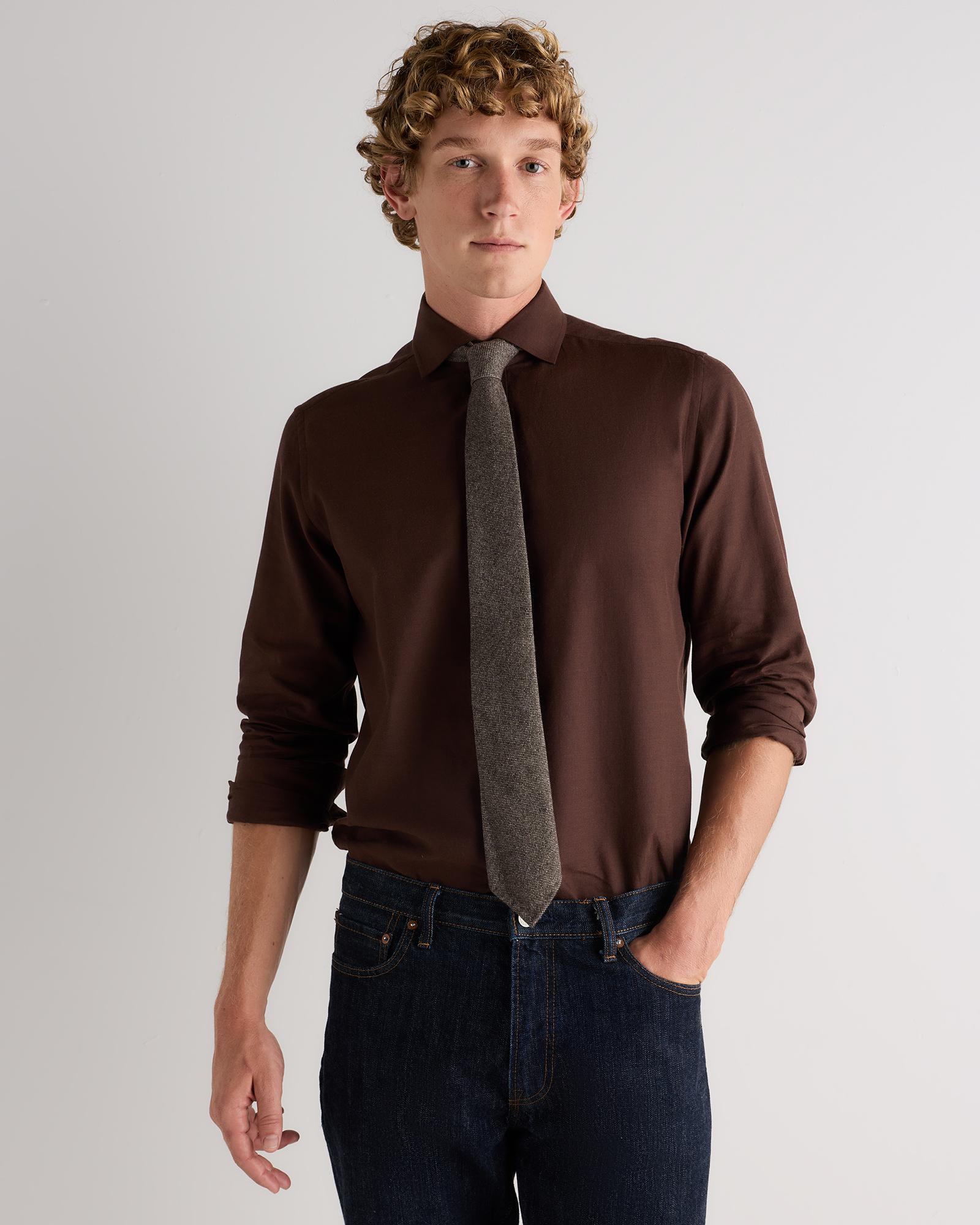 100% Cashmere 3-fold Hand-rolled Tie - thumbnail 4