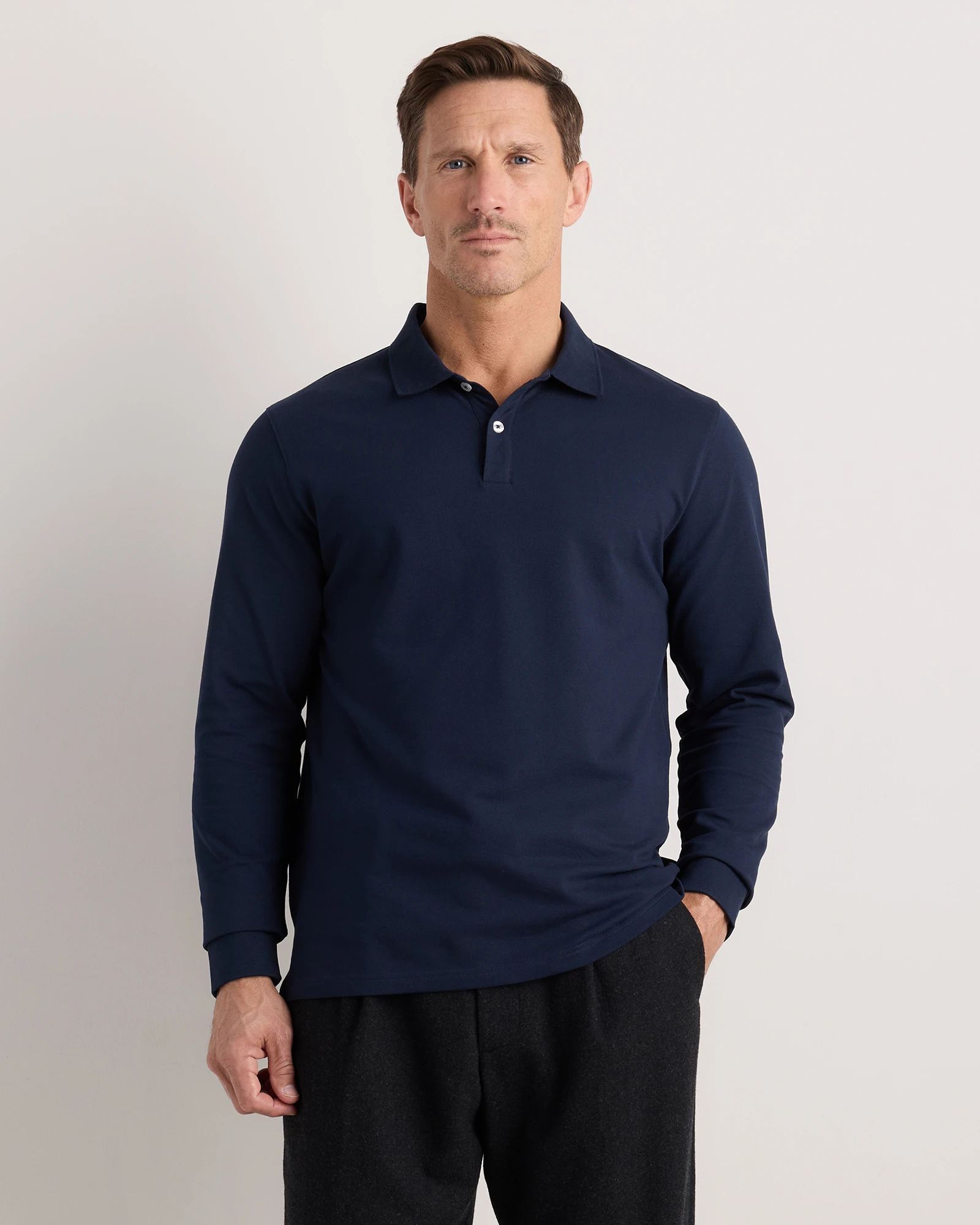 Organic Cotton Long Sleeve Pique Polo