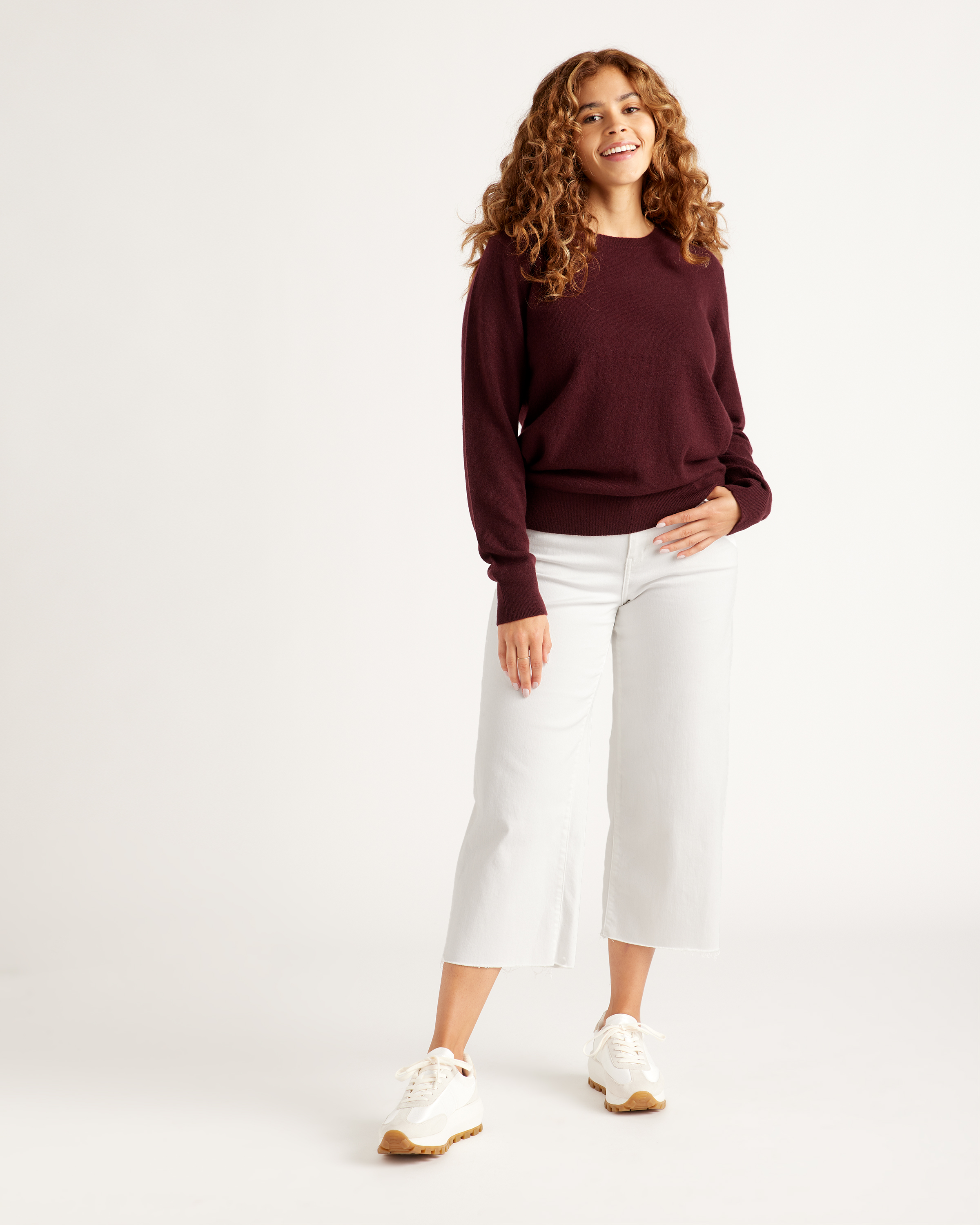 Burgundy Mongolian Spring Cashmere Crewneck Sweater