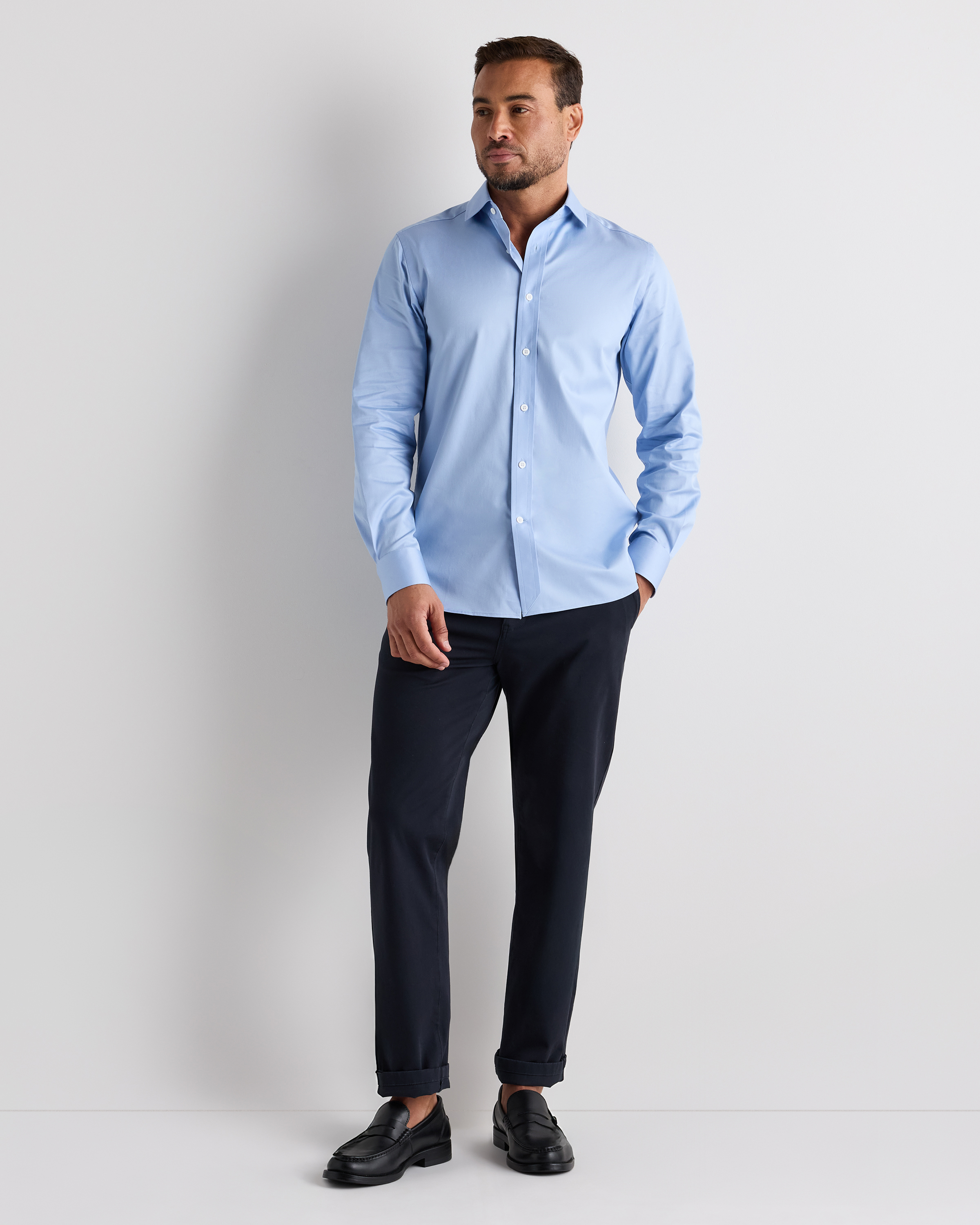 Men's Stretch Twill Dress Shirt in Pale Blue, Size XXL, Organic Cotton by Quince