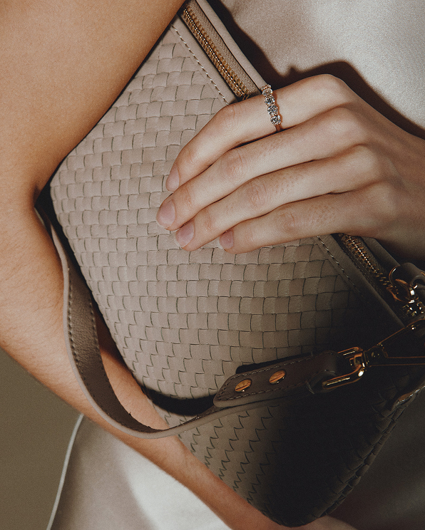 Taupe Italian Handwoven Leather Mini Shoulder Bag