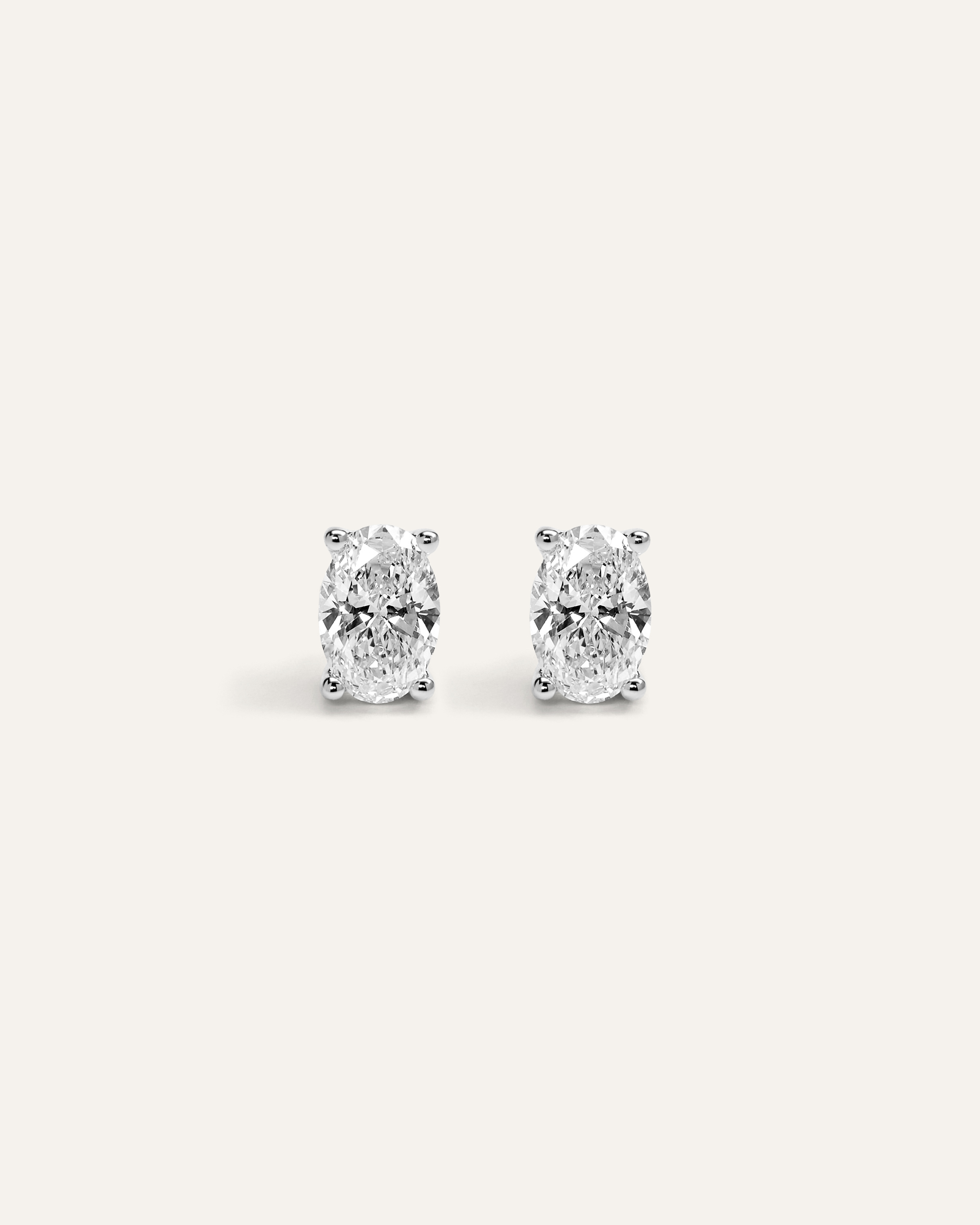 White Gold 14k Gold Lab Grown Diamond Oval Solitaire Studs