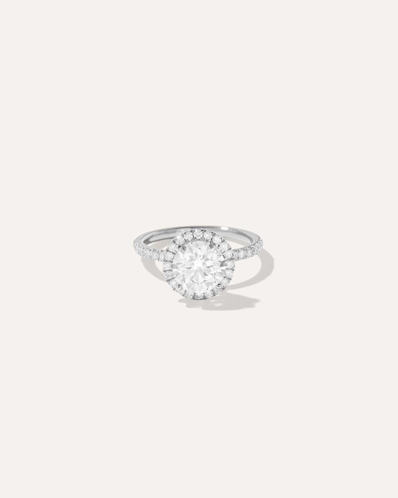 Lab Grown Diamond Round Halo Pave Engagement Ring