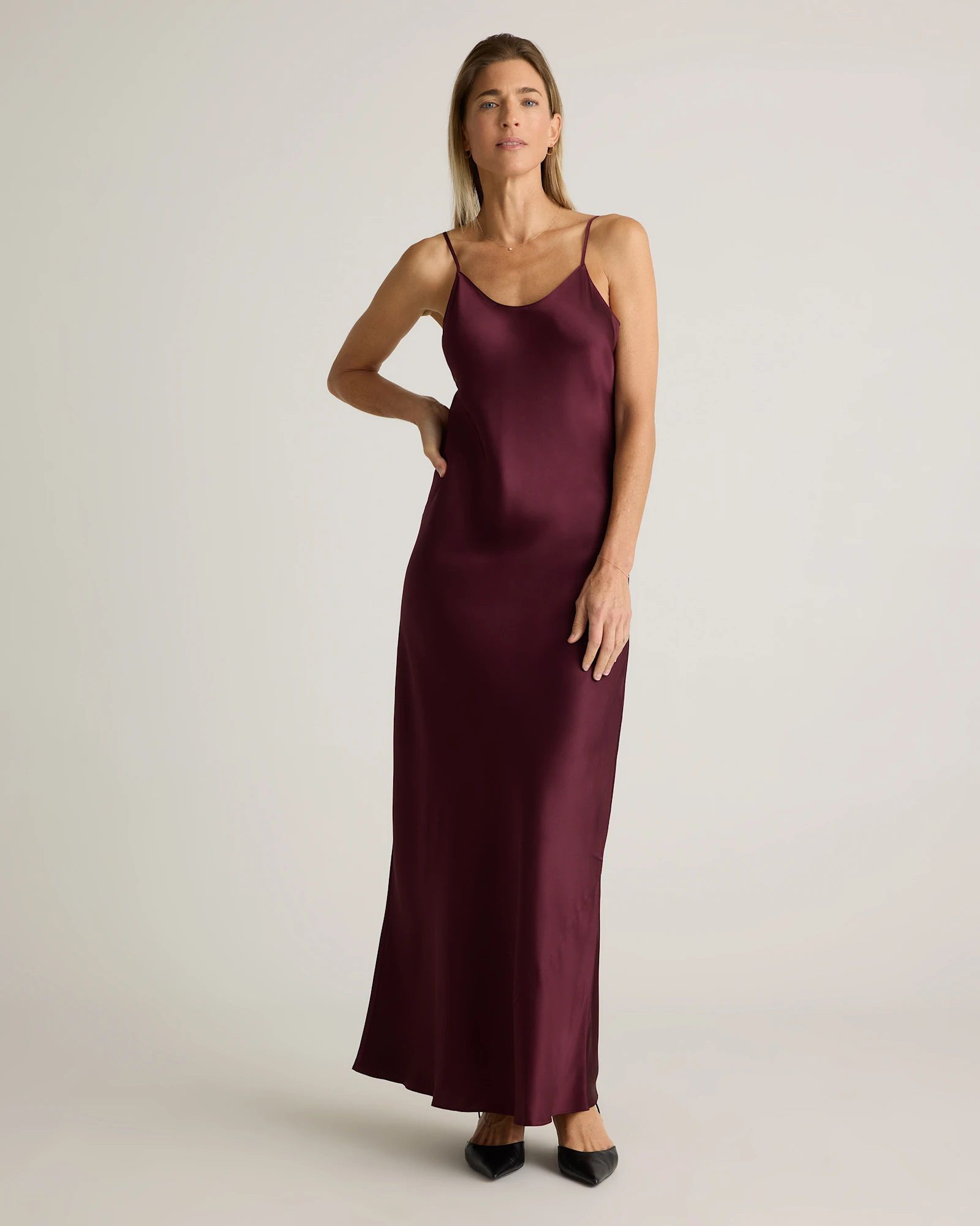 100% Washable Silk Maxi Slip Dress in Wine Tasting Red 100% Washable Silk Maxi Slip Dress in Wine Tasting Red