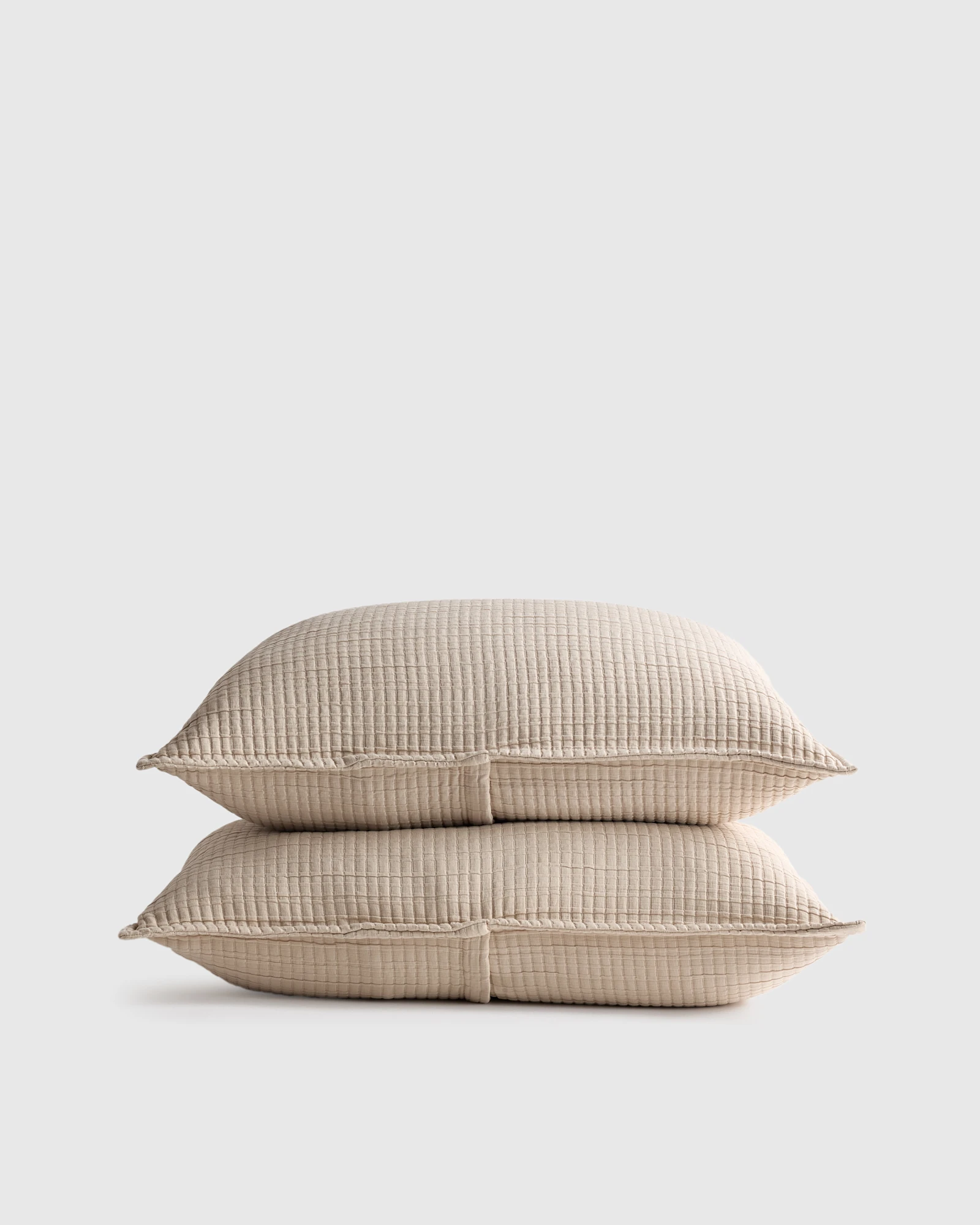 Organic Ribbed Cotton Shams in Sand