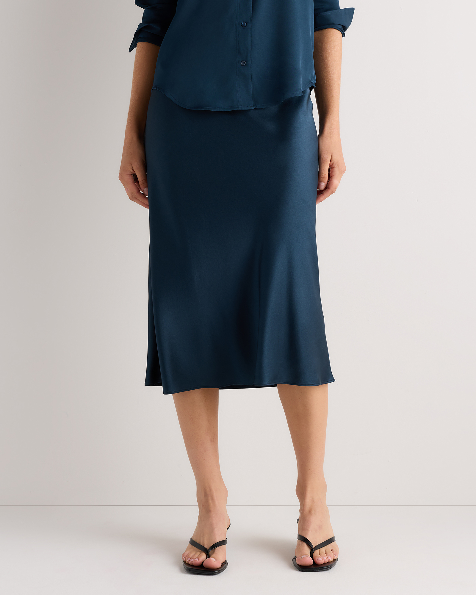 Stratus Blue 100% Washable Silk Skirt