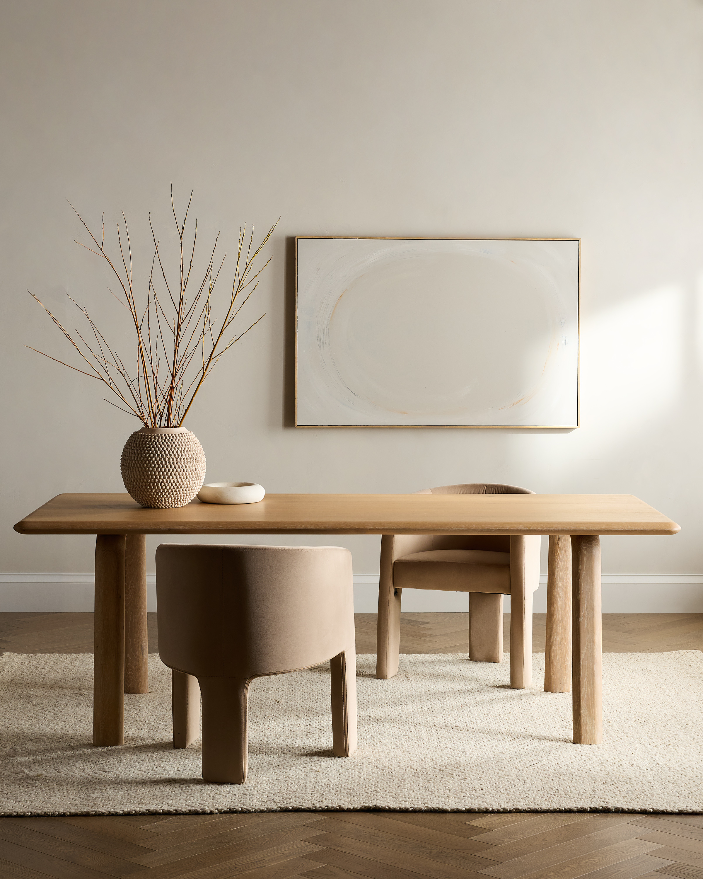 Solid Wood Dining Table with Rounded Legs - thumbnail 2