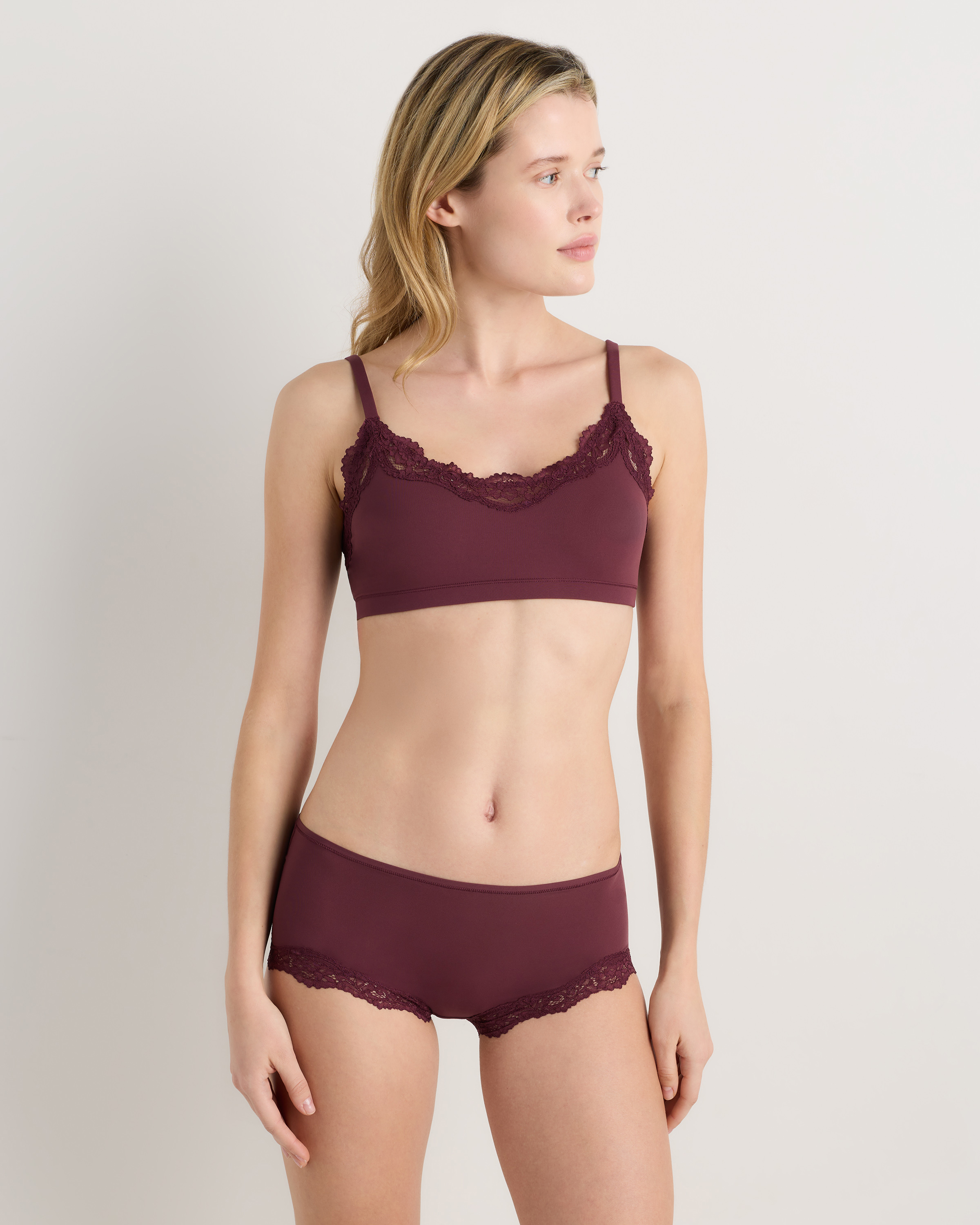 Barolo Burgundy Second Skin Lace Boyshort (3-Pack)