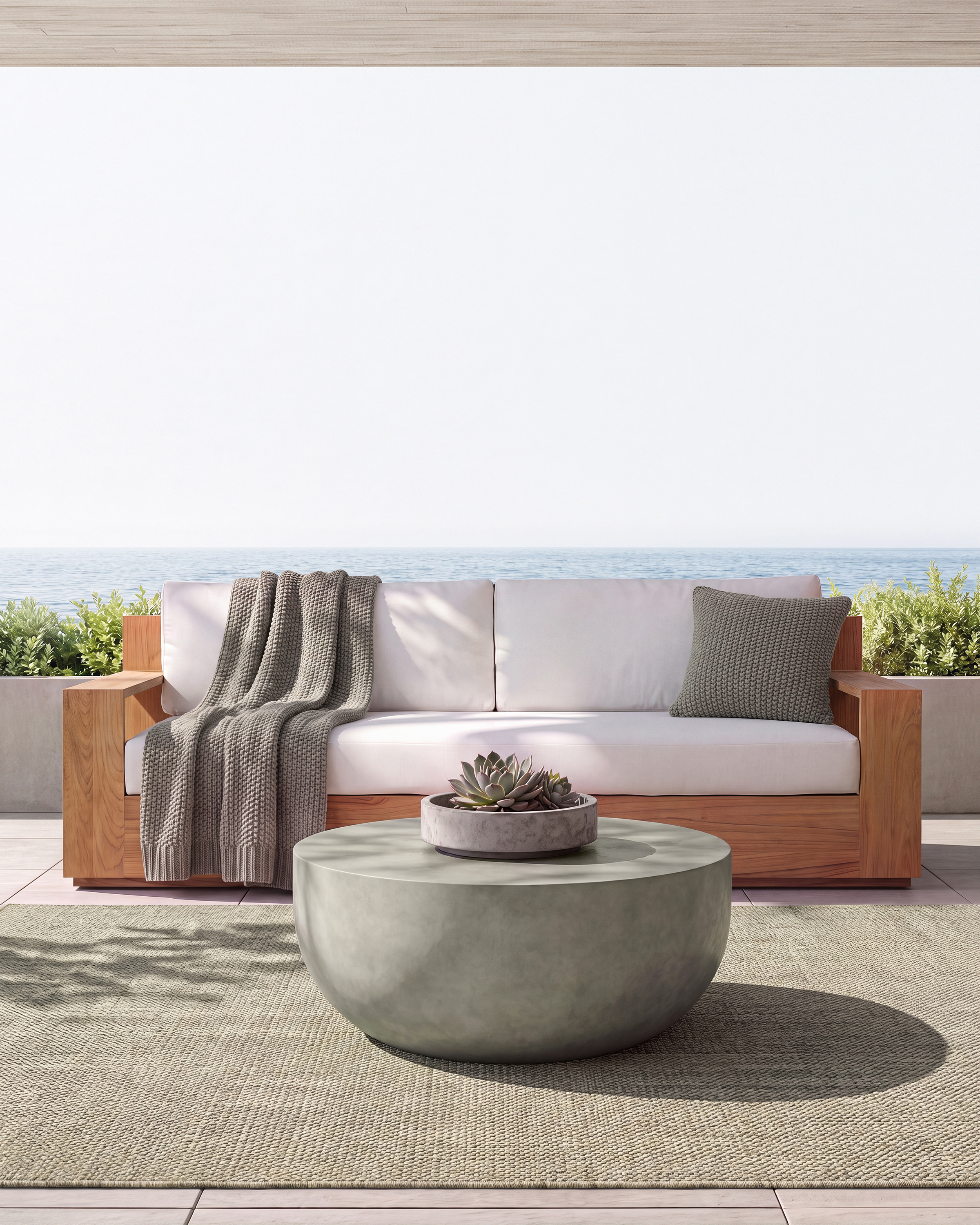 Concrete Drum Outdoor Coffee Table - thumbnail 2