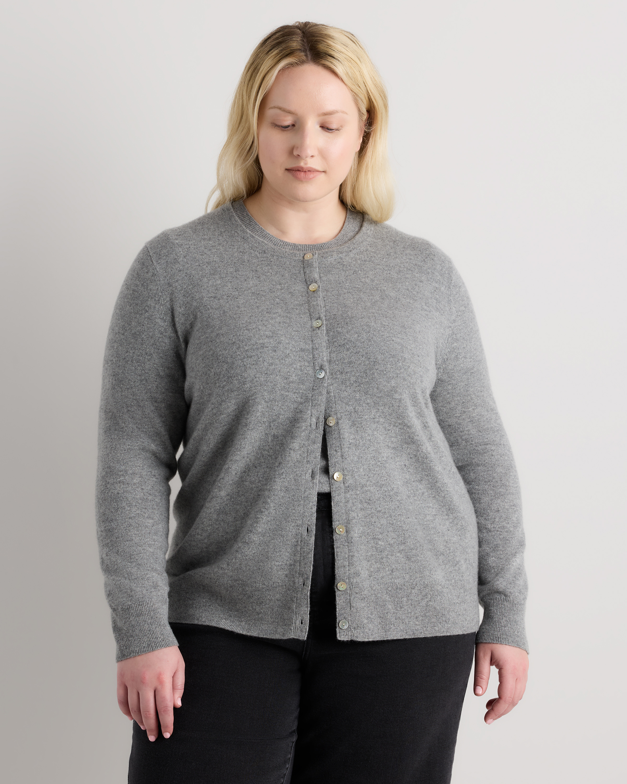 Heather Grey Mongolian Cashmere Cardigan Sweater