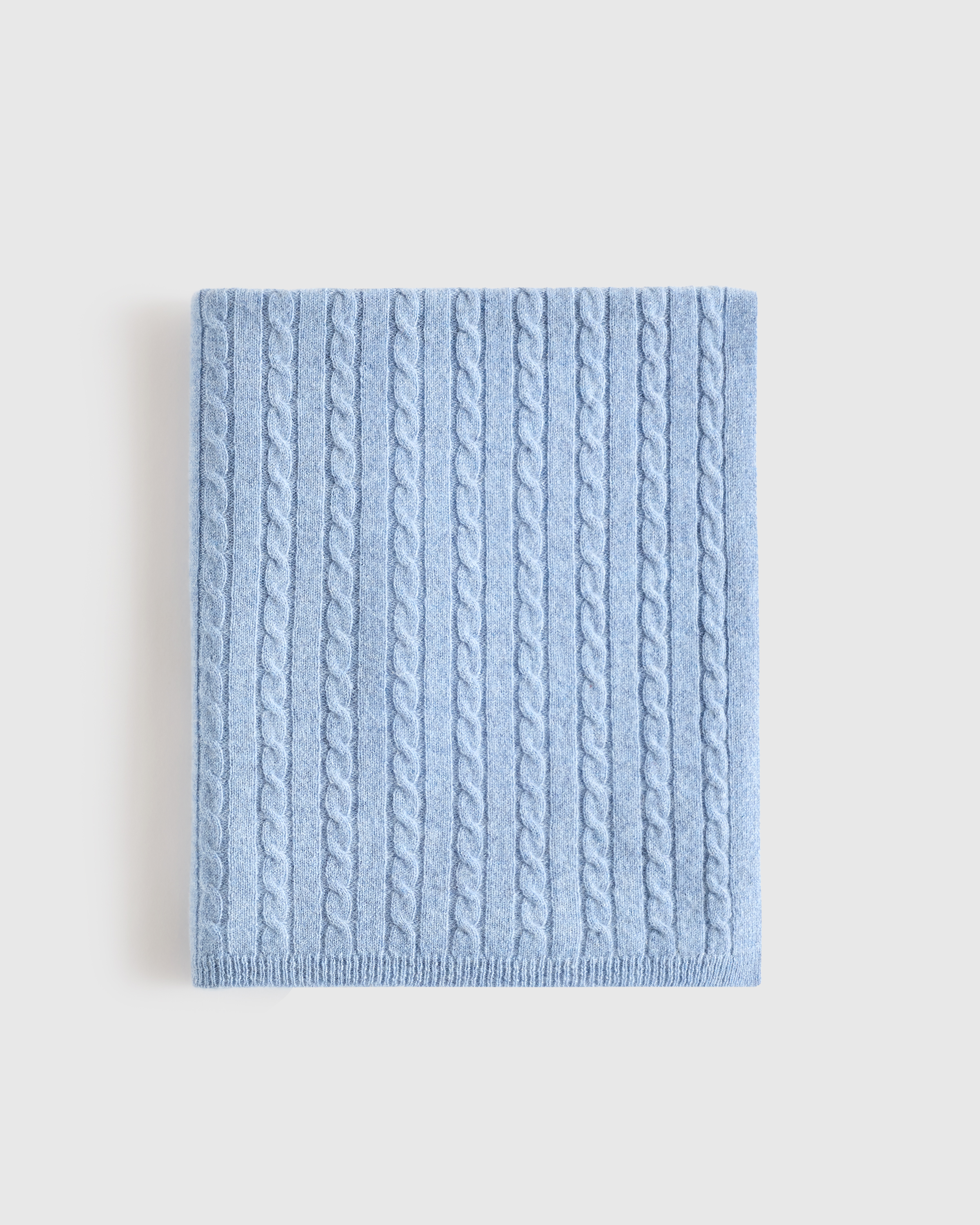 Faded Denim Mongolian Cashmere Cable Knit Baby Blanket