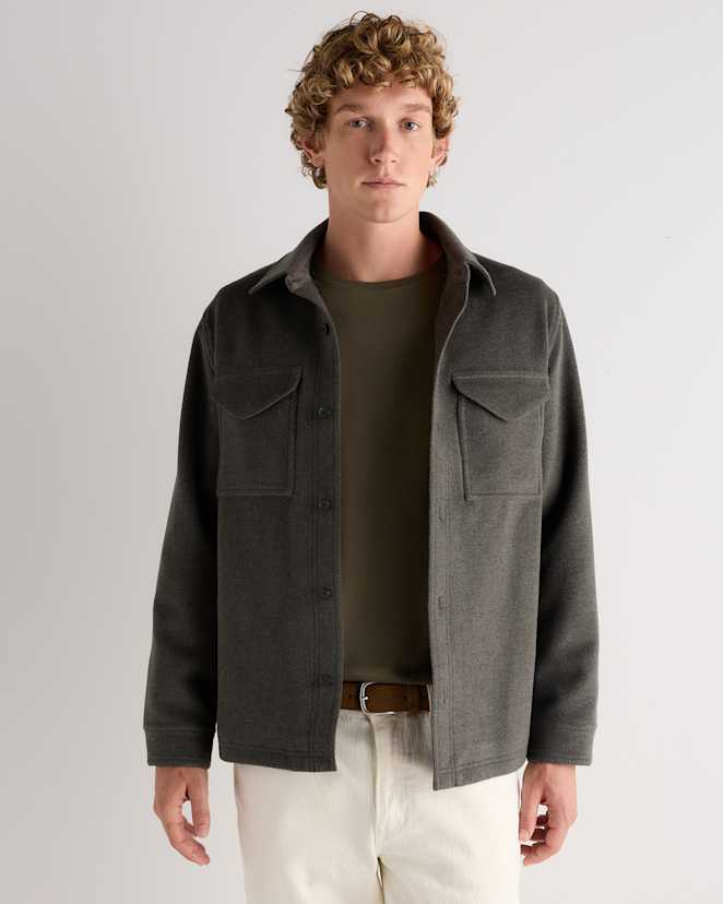 Melange Fossil Grey Wool Cashmere Overshirt