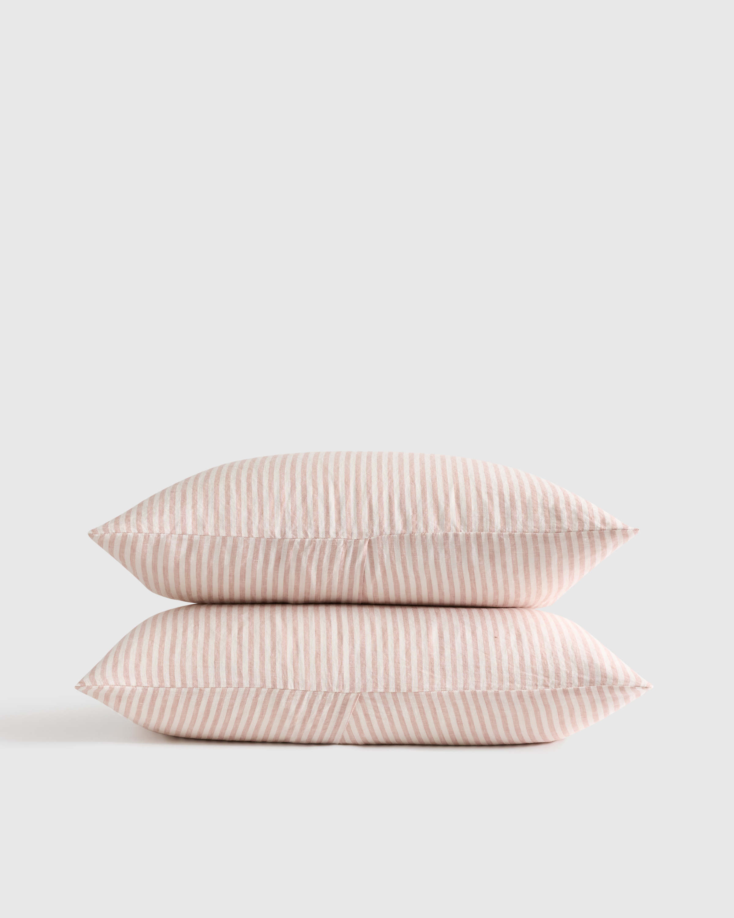 Dusty Mauve/White Stripe European Linen Sham Set