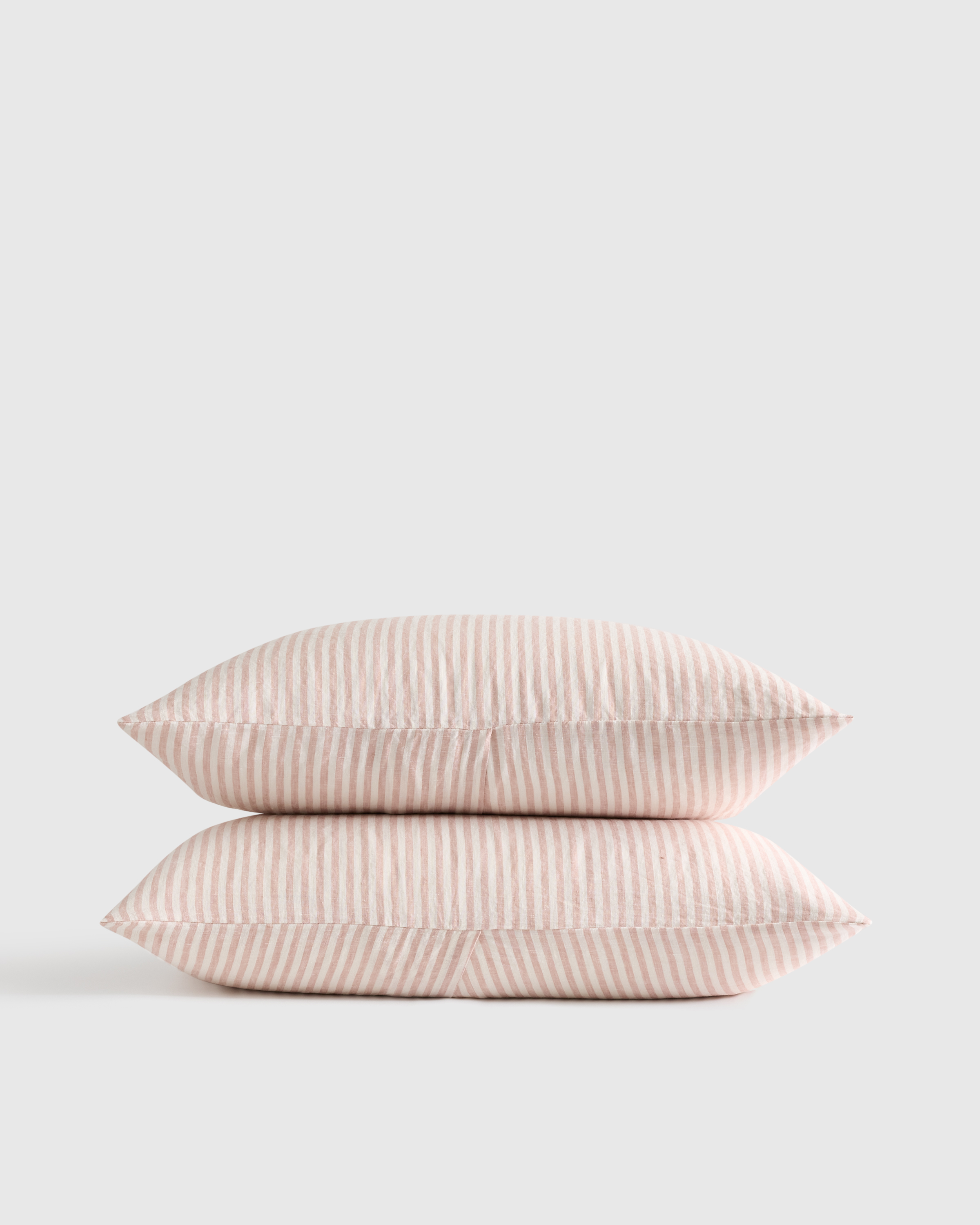 Dusty Mauve/White Stripe European Linen Sham Set