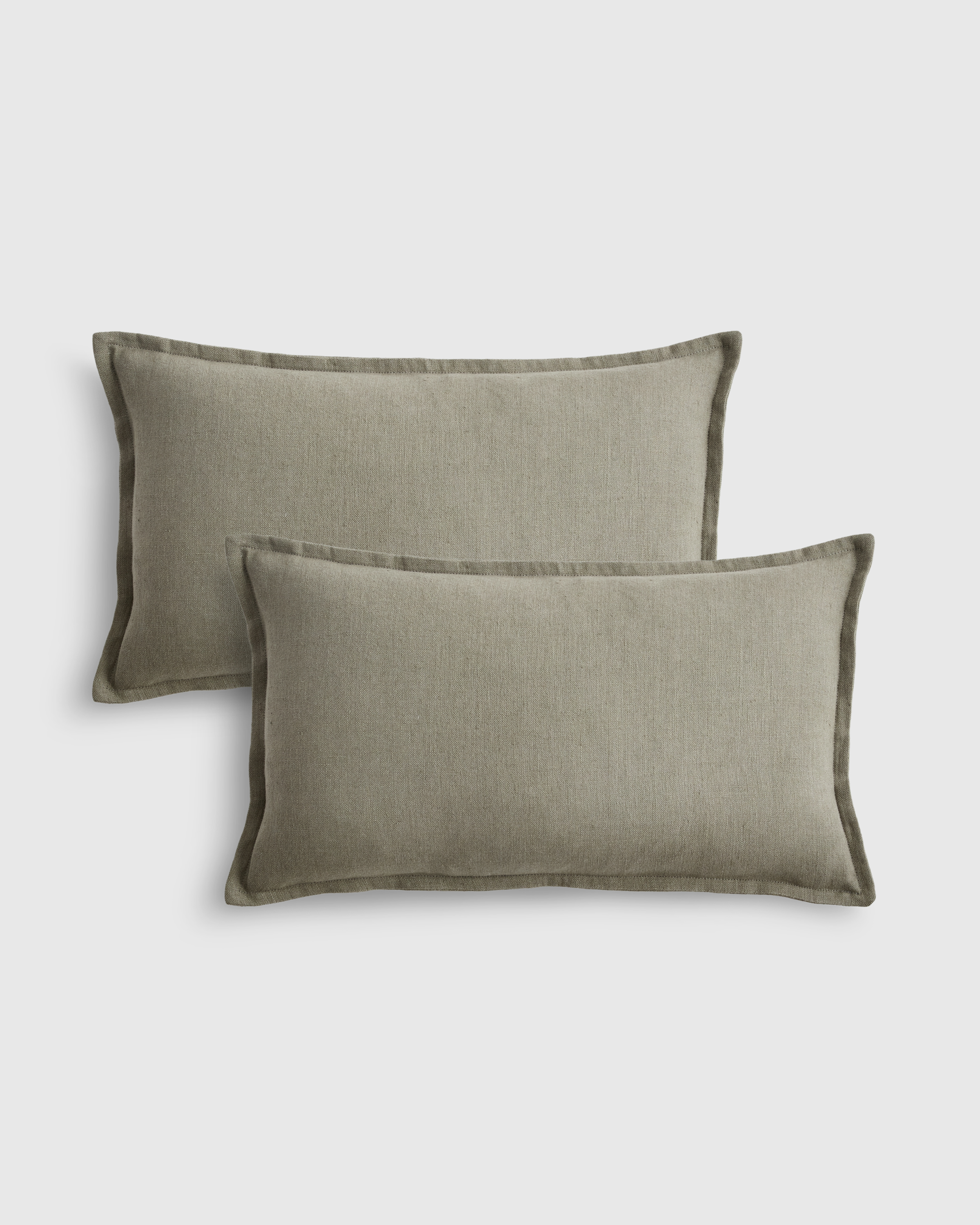 european linen flange edge pillow cover (set of 2), sage, 22x22