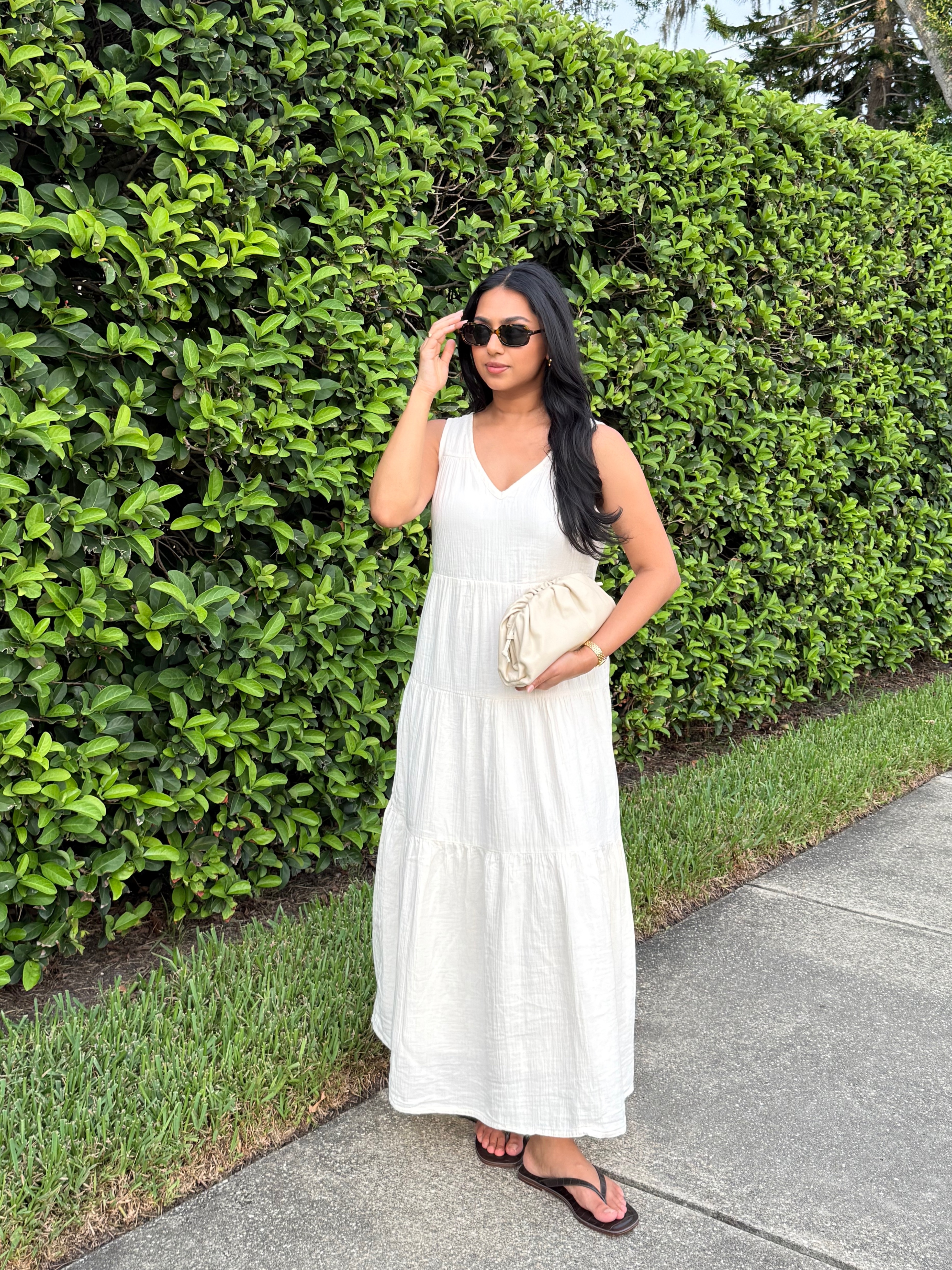 Vintage Cream 100% Organic Cotton Gauze Tiered Maxi Dress