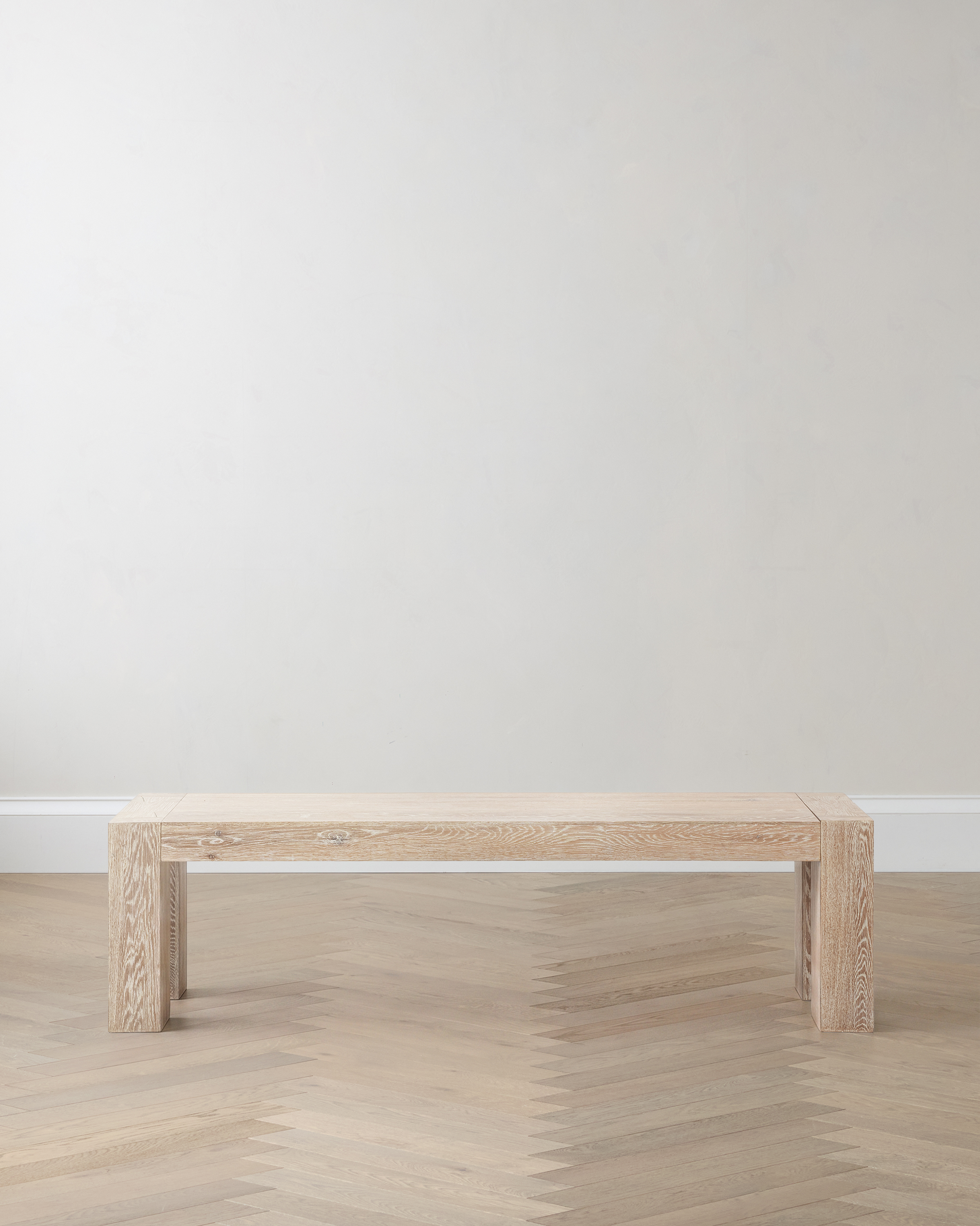 Washed Cream Reclaimed Oak Parsons Dining Bench