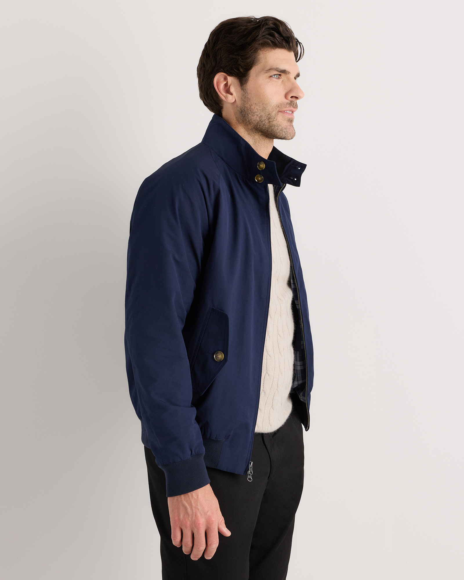 Men's Heritage Water-Resistant Harrington Jacket in Deep Navy