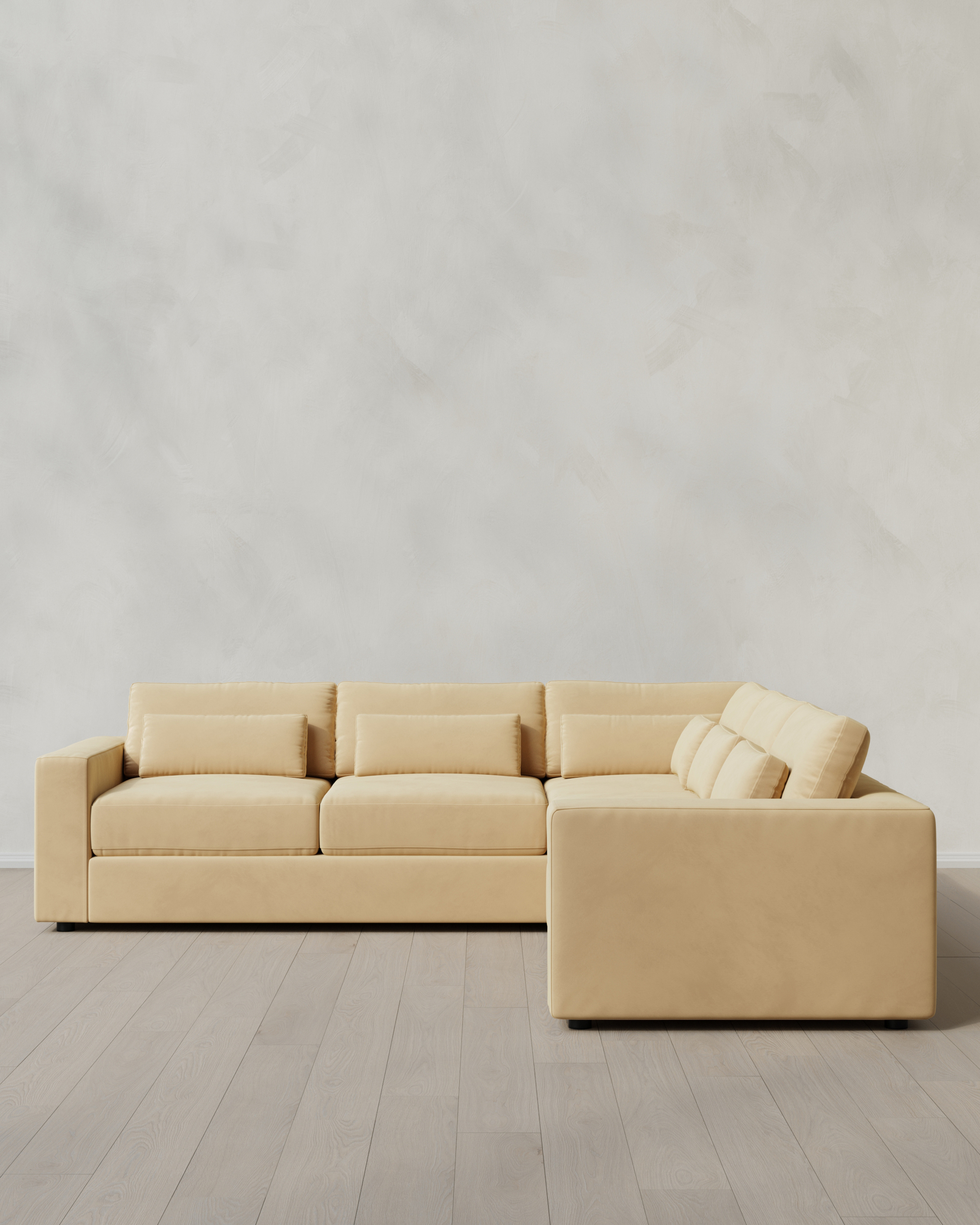 Linen Ashford Deep Seat L Sectional in Performance Velvet