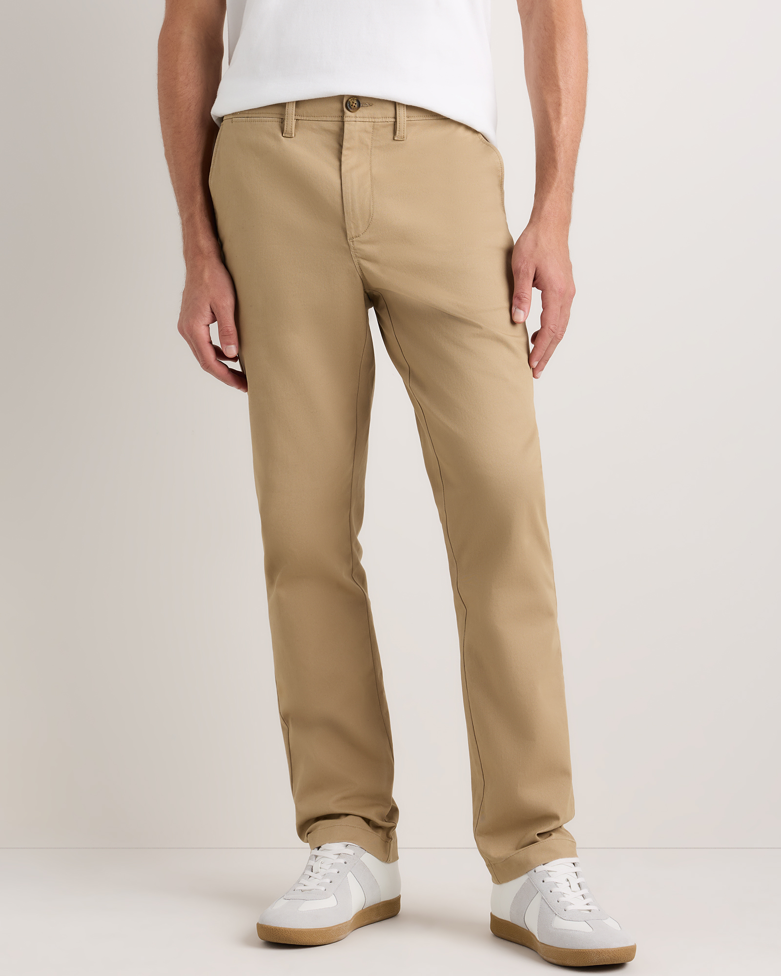 Khaki Organic Cotton Stretch Chino Pants - Straight