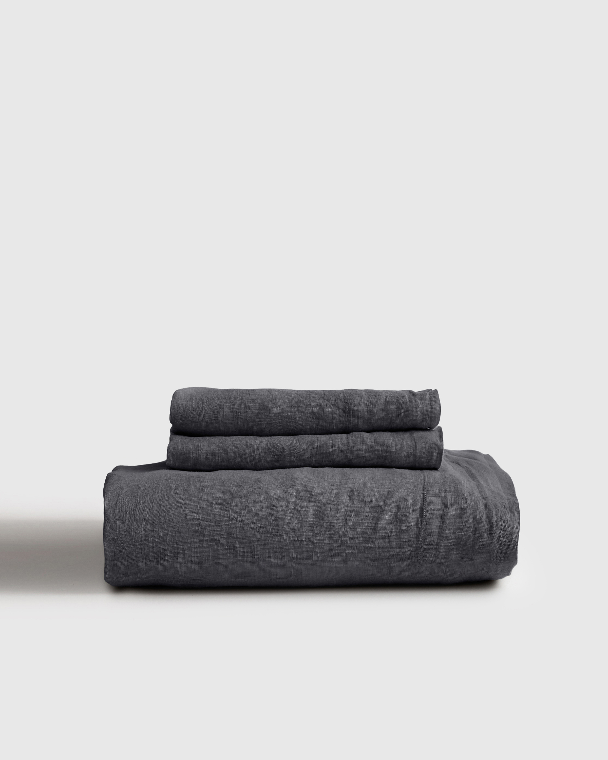 european linen fitted sheet set, queen, charcoal